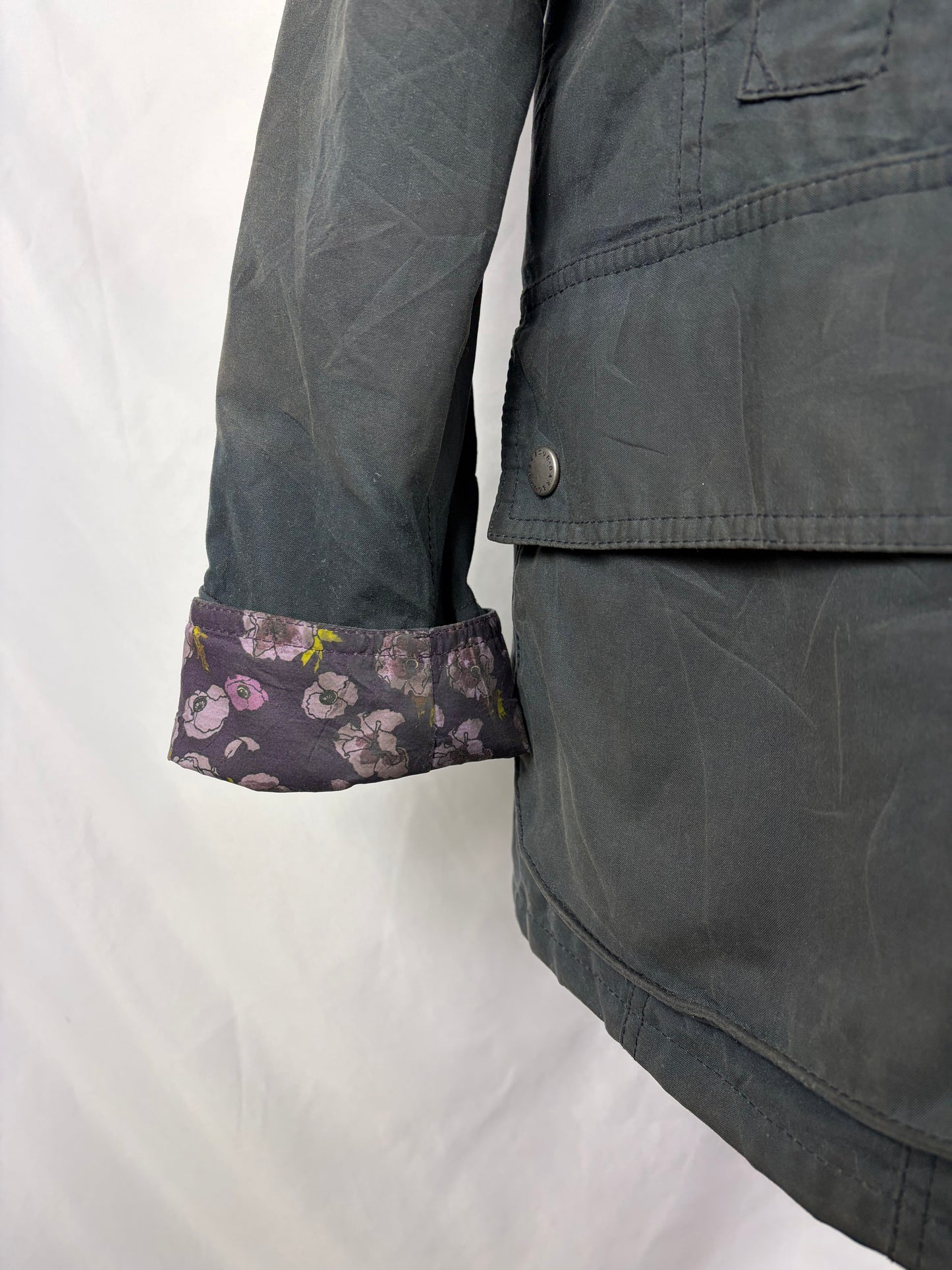 Giacca Barbour Printed Beadnell blu UK14 medium -Navy printed Beadnell lady jacket UK14 tg. 44