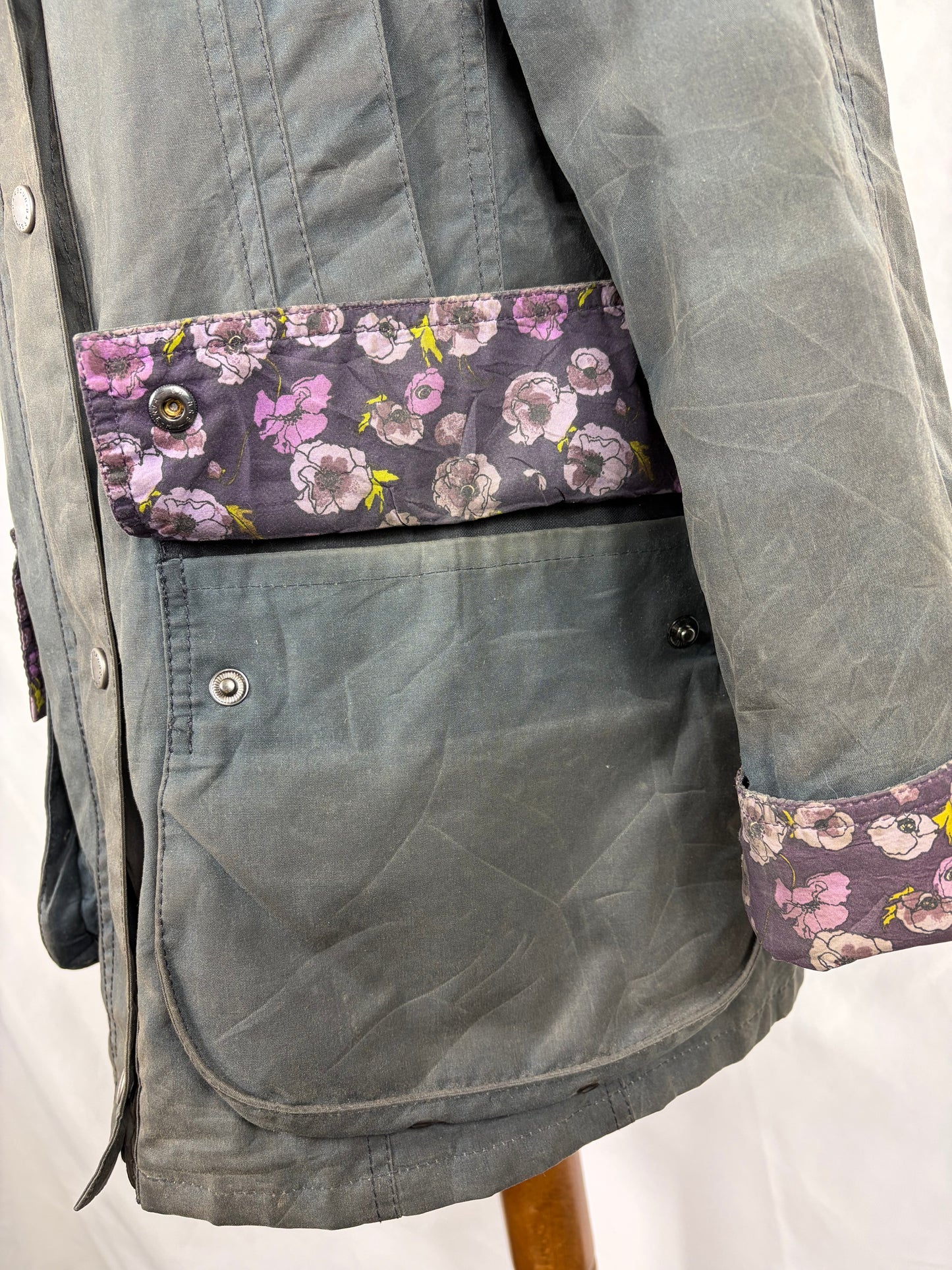 Giacca Barbour Printed Beadnell blu UK14 medium -Navy printed Beadnell lady jacket UK14 tg. 44
