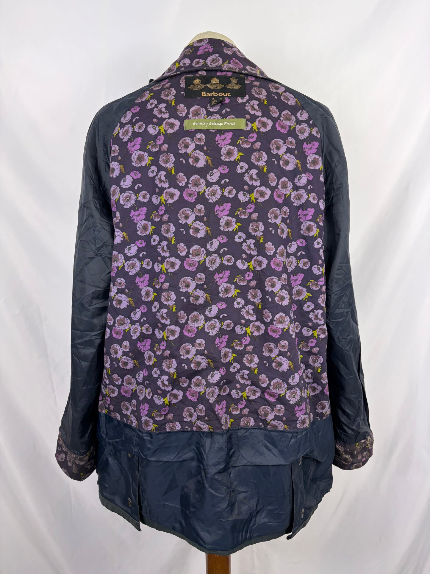 Giacca Barbour Printed Beadnell blu UK14 medium -Navy printed Beadnell lady jacket UK14 tg. 44