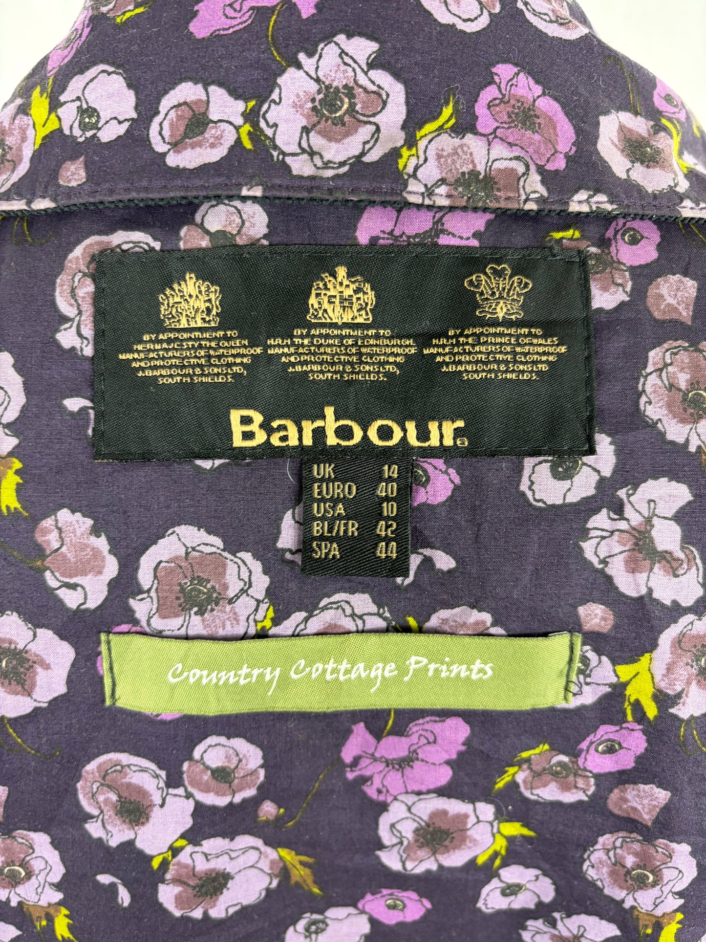 Giacca Barbour Printed Beadnell blu UK14 medium -Navy printed Beadnell lady jacket UK14 tg. 44