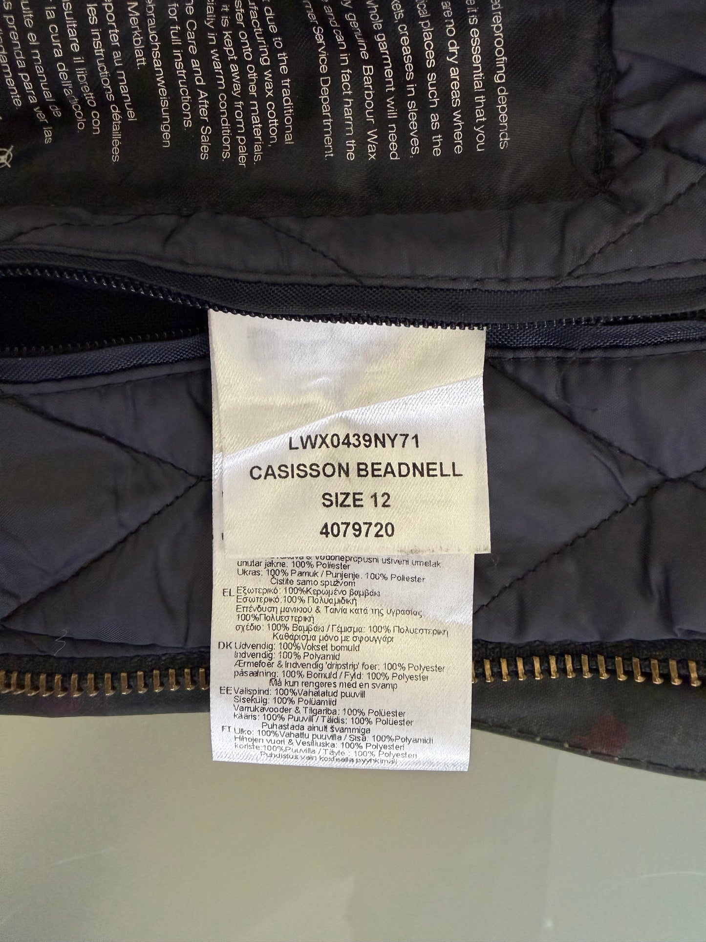 Giacca Barbour Casisson Beadnell blu UK12 medium - Navy Beadnell Lady Jacket UK12 tg. 42