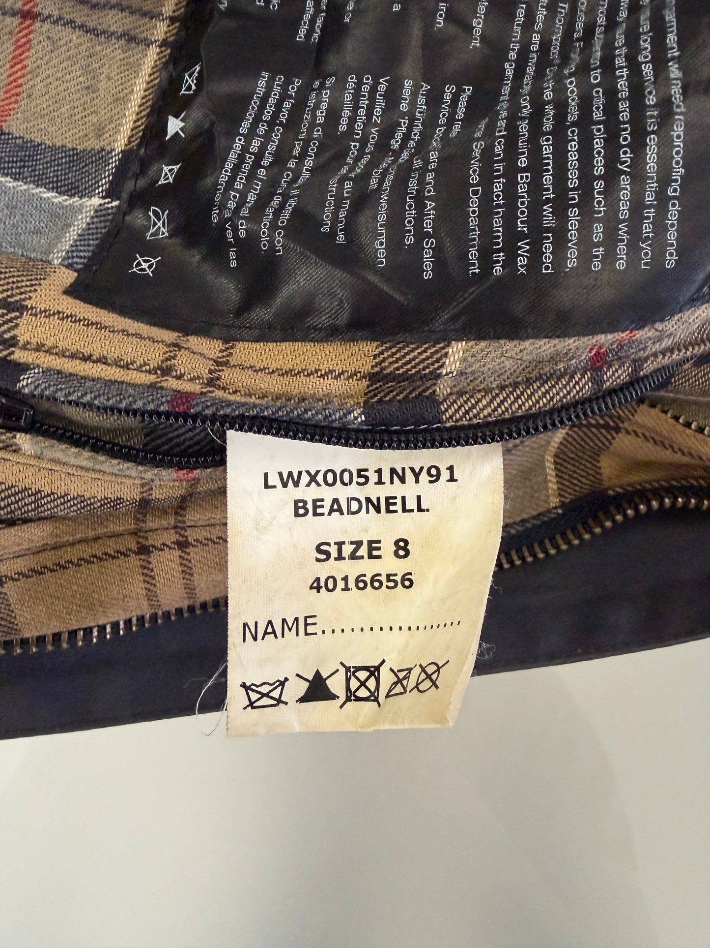 Giacca Barbour Beadnell blu UK8 Xsmall -Navy Beadnell lady wax jacket UK8 tg. 38
