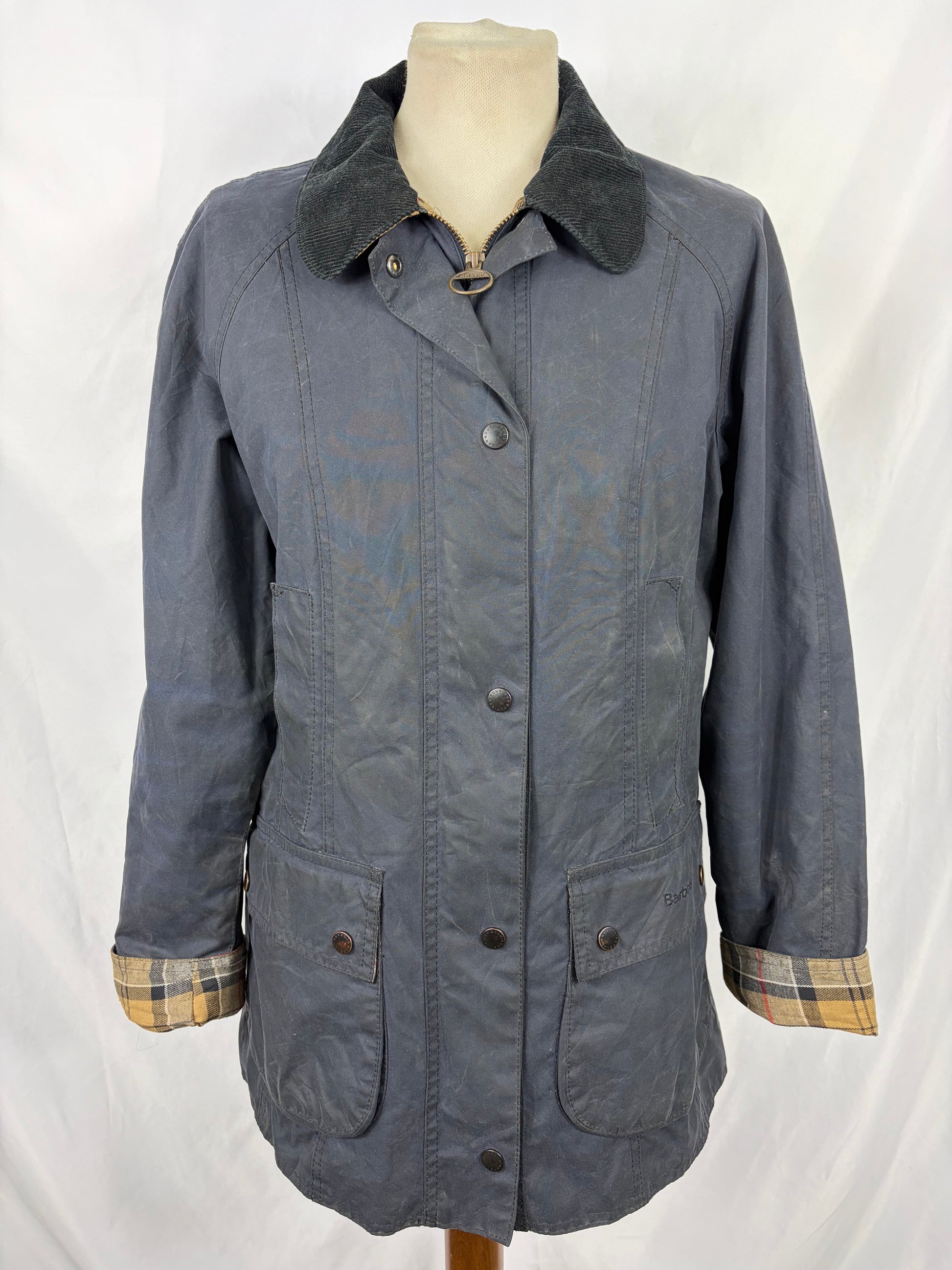 Giacca Barbour Beadnell blu UK10 small -Navy Beadnell lady wax jacket UK10 tg. 40 - Shop In London