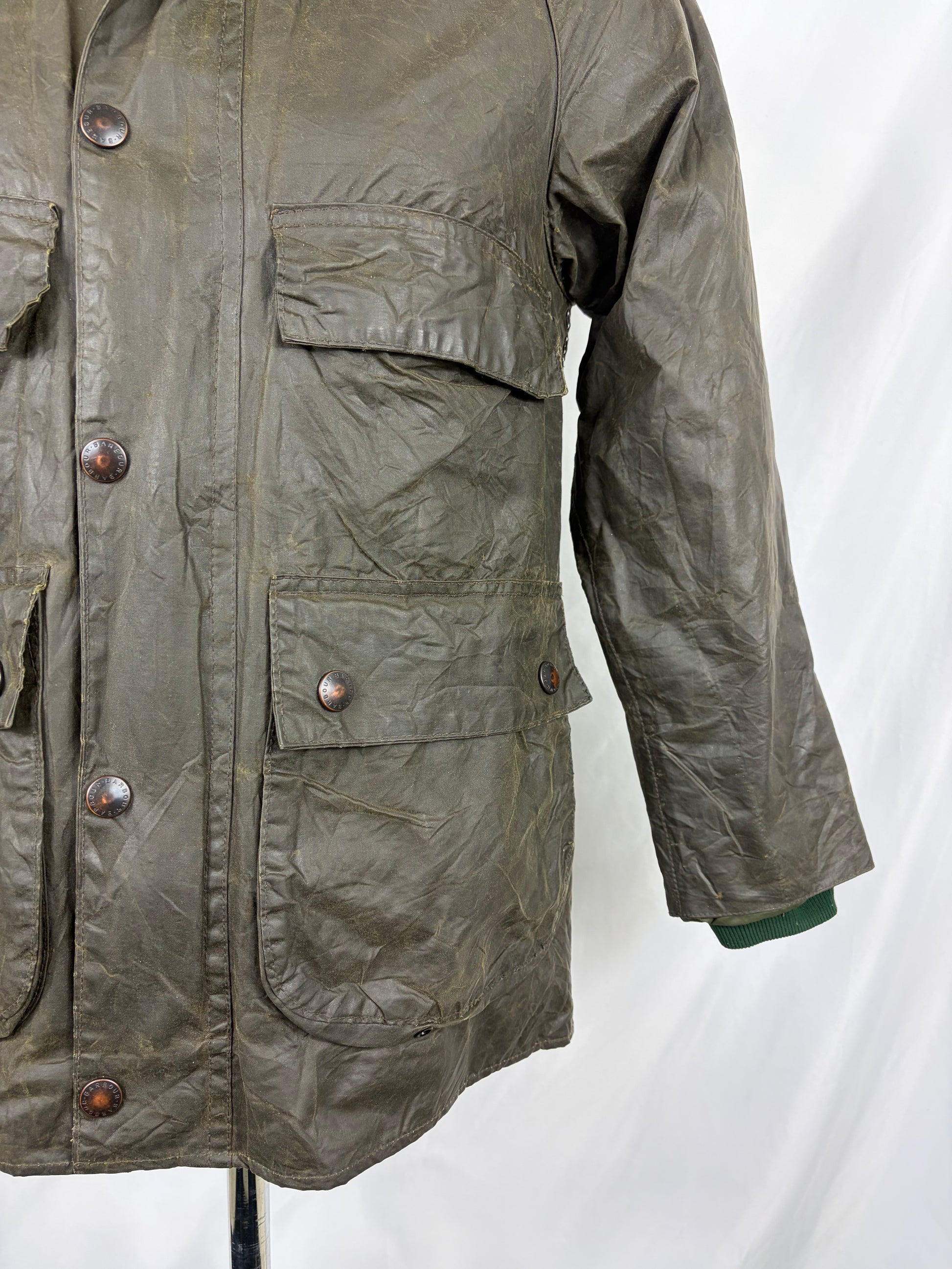 RARO Barbour Bedale verde cerato C32/81 CM  Bedale C32 four pockets Waxed Jacket size XXXSMALL - Shop In London