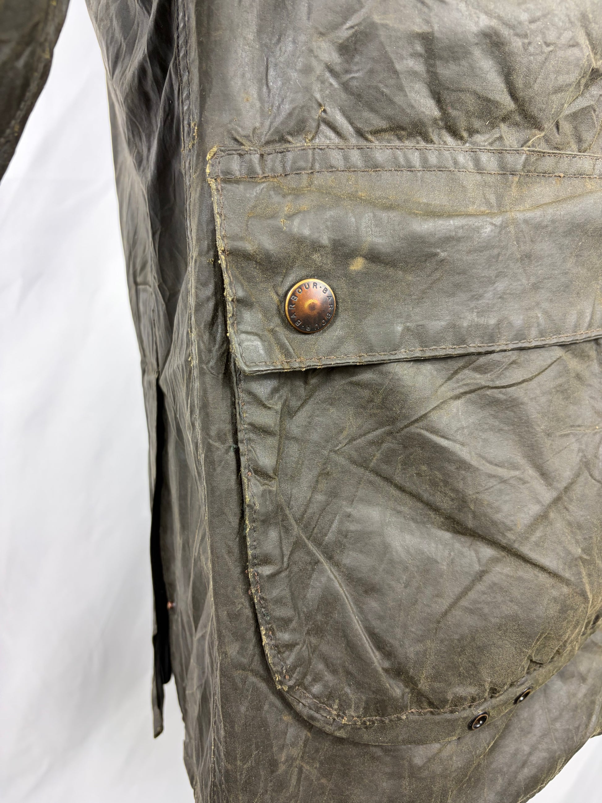 RARO Barbour Bedale verde cerato C32/81 CM  Bedale C32 four pockets Waxed Jacket size XXXSMALL - Shop In London