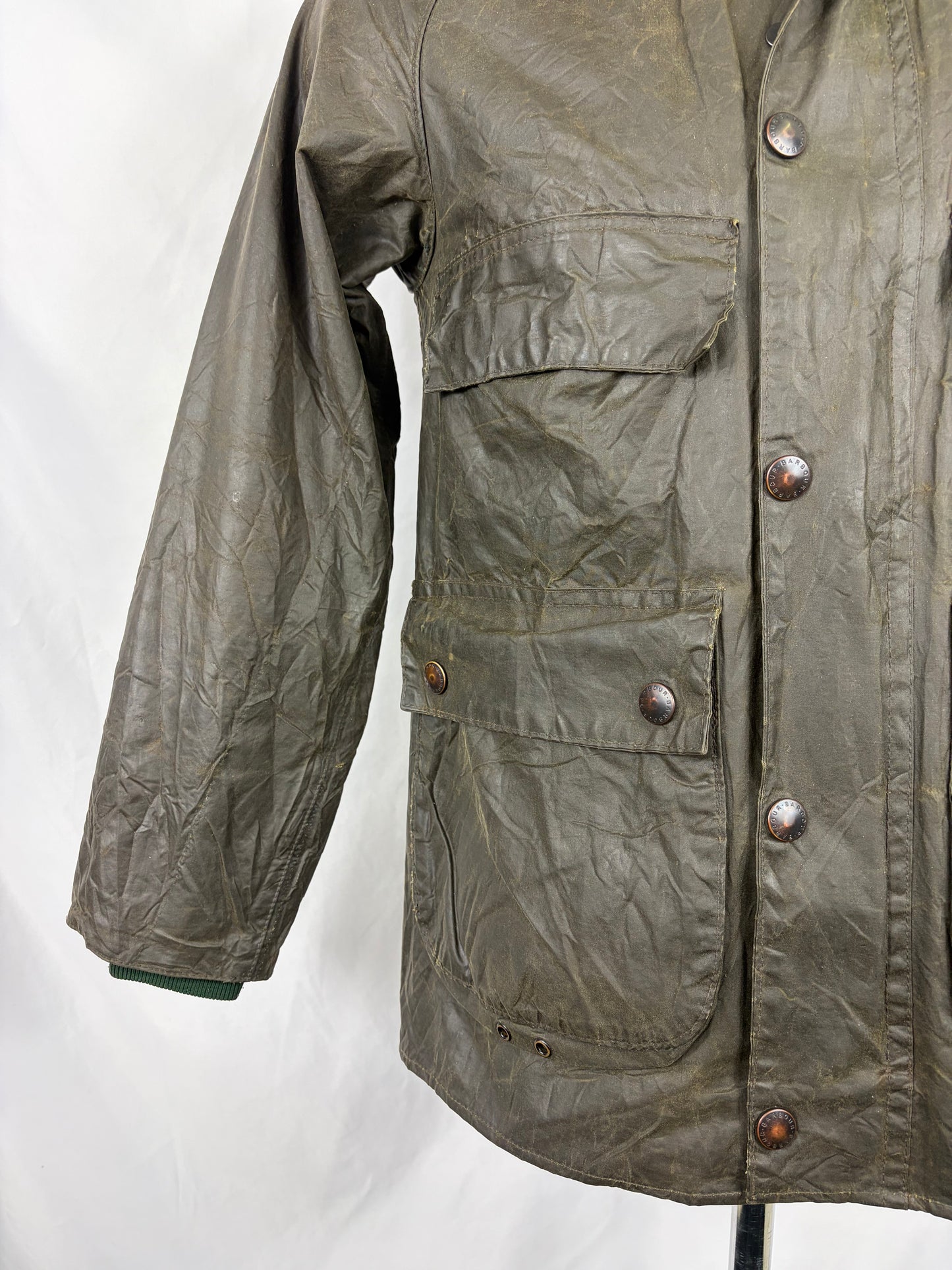 RARO Barbour Bedale verde cerato C32/81 CM  Bedale C32 four pockets Waxed Jacket size XXXSMALL - Shop In London