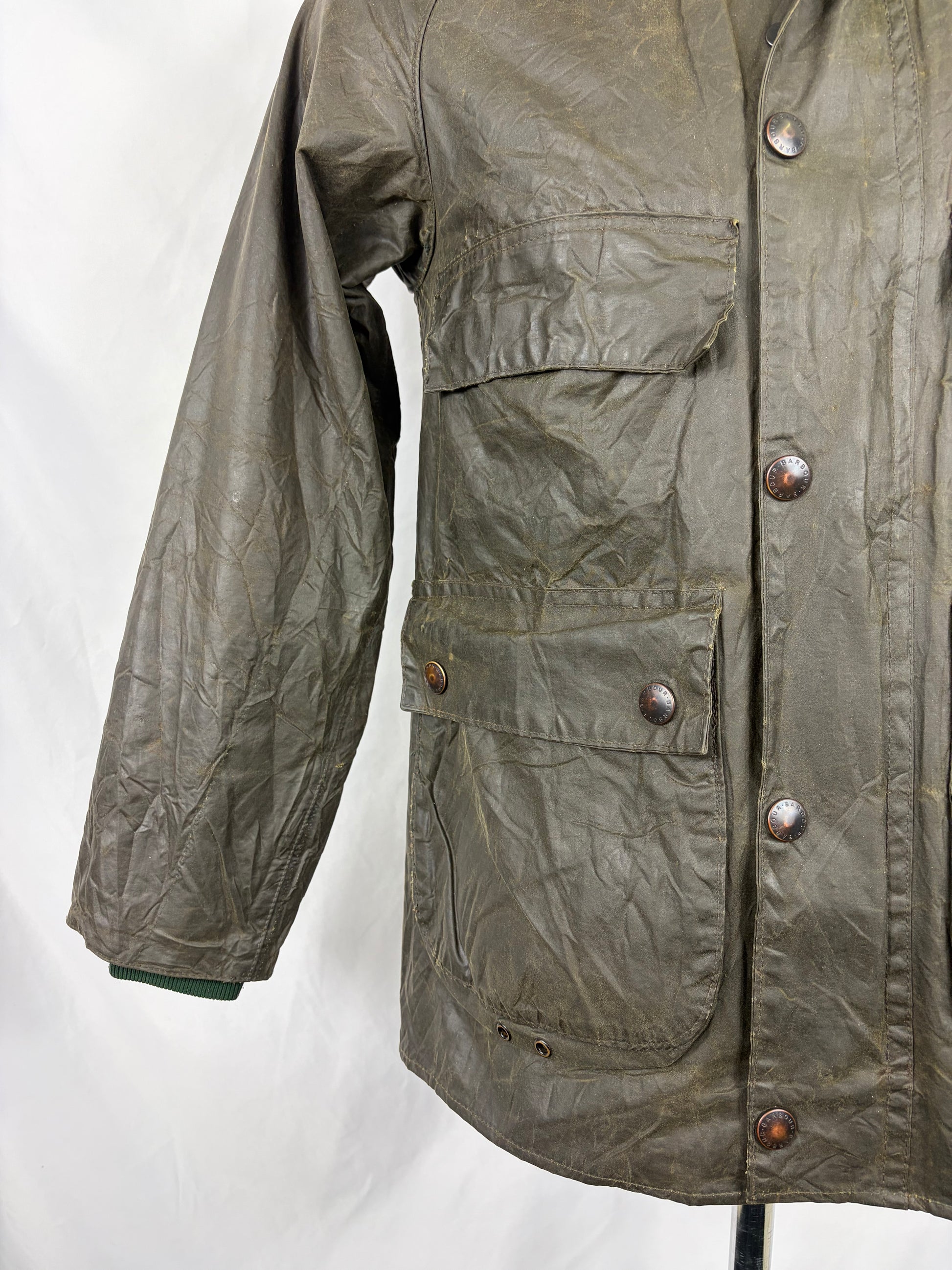 RARO Barbour Bedale verde cerato C32/81 CM  Bedale C32 four pockets Waxed Jacket size XXXSMALL - Shop In London