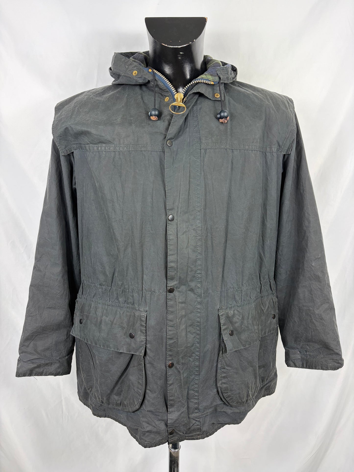 Barbour Durham blu cerato con cappuccio C36/91 cm Navy Hooded waxed Vintage Durham Small - Shop In London