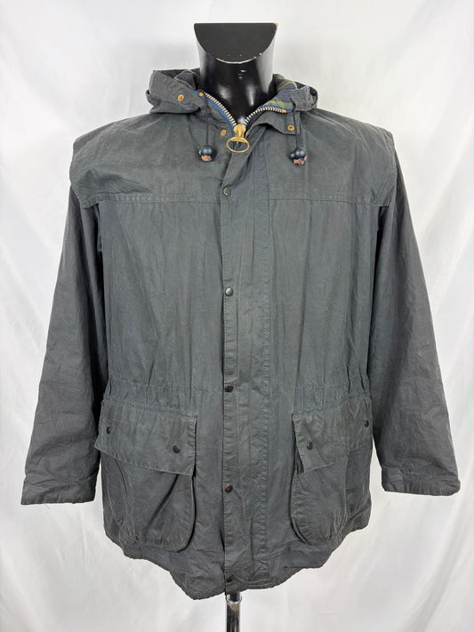 Barbour Durham blu cerato con cappuccio C36/91 cm Navy Hooded waxed Vintage Durham Small