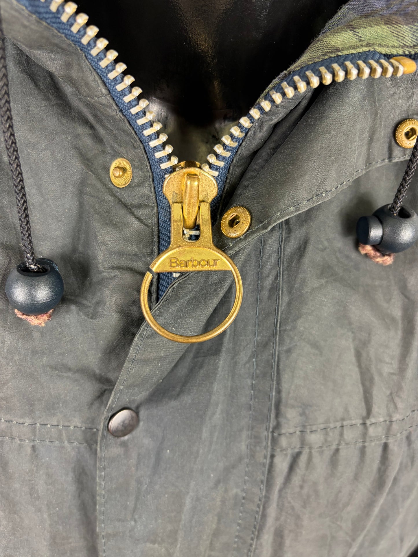 Barbour Durham blu cerato con cappuccio C36/91 cm Navy Hooded waxed Vintage Durham Small - Shop In London