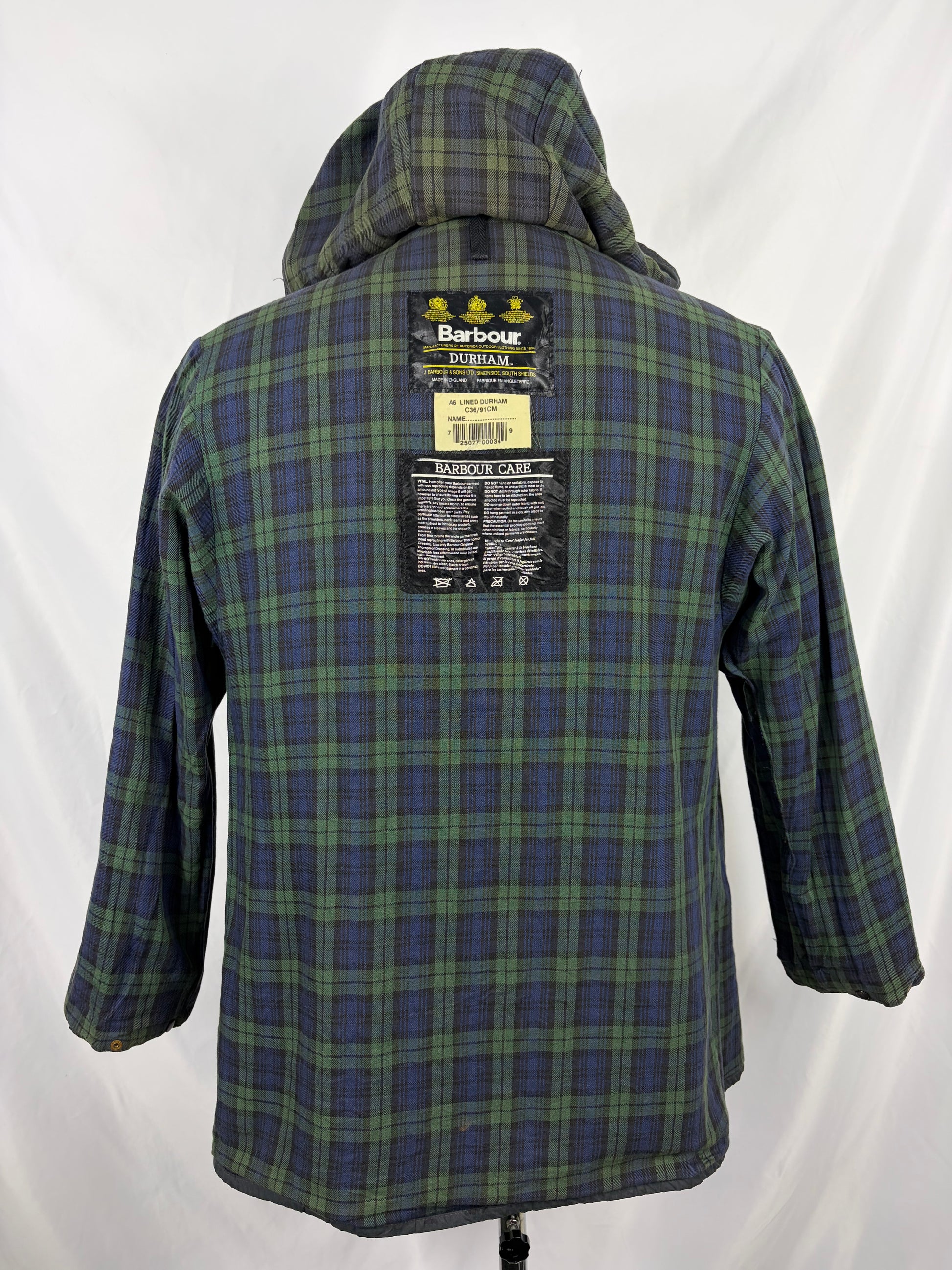 Barbour Durham blu cerato con cappuccio C36/91 cm Navy Hooded waxed Vintage Durham Small - Shop In London