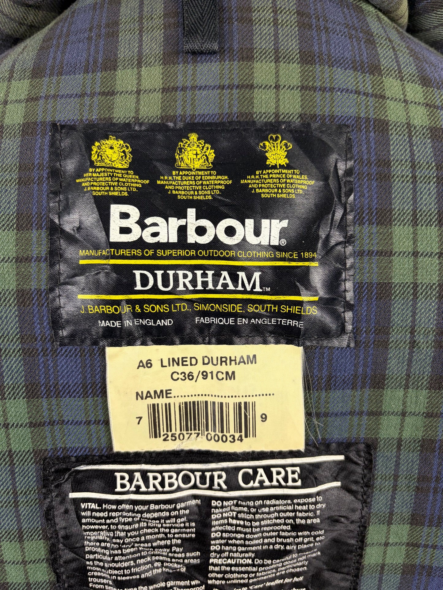 Barbour Durham blu cerato con cappuccio C36/91 cm Navy Hooded waxed Vintage Durham Small - Shop In London