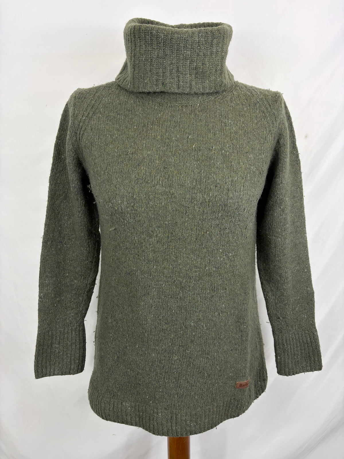 Maglione Barbour da donna in lana verde uk10 -  Lady green Wool jumper Size uk10