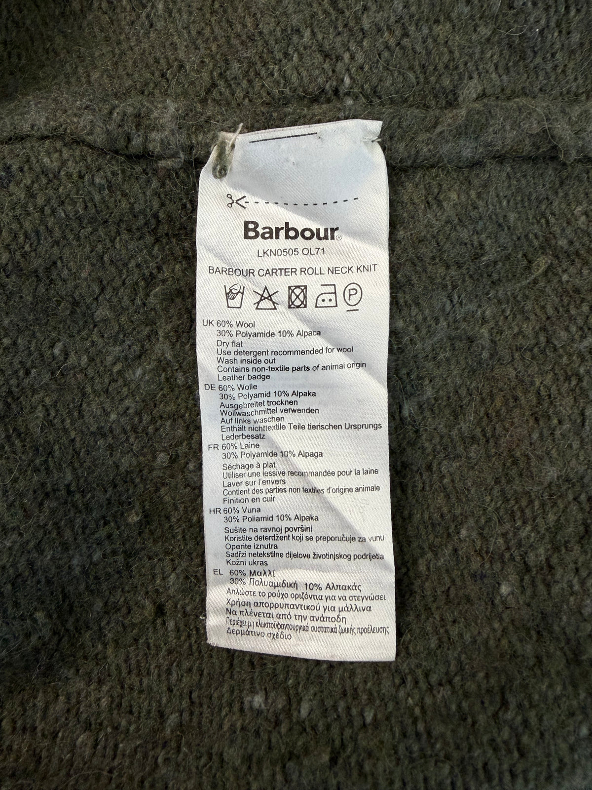 Maglione Barbour da donna in lana verde uk10 -  Lady green Wool jumper Size uk10