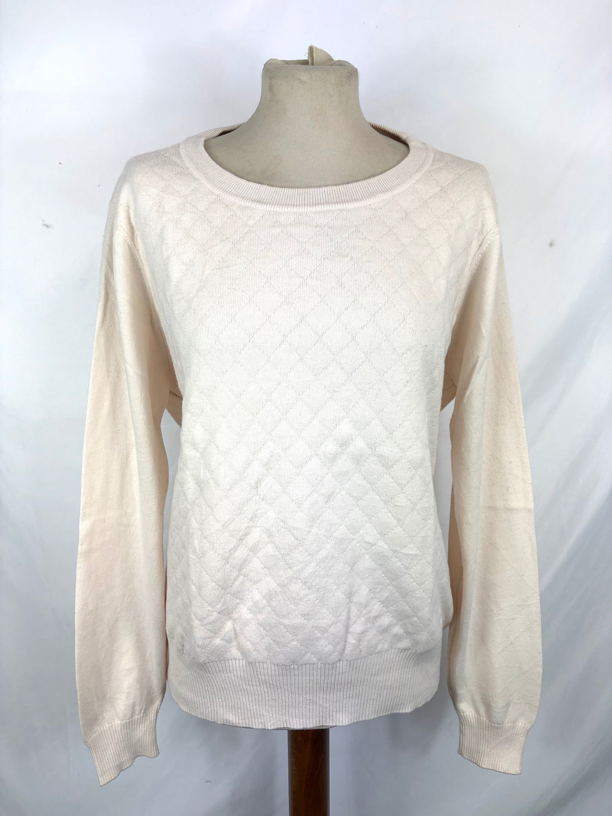 Maglione Barbour da donna in cotone bianco uk14 -  Lady White Cotton jumper Size uk14