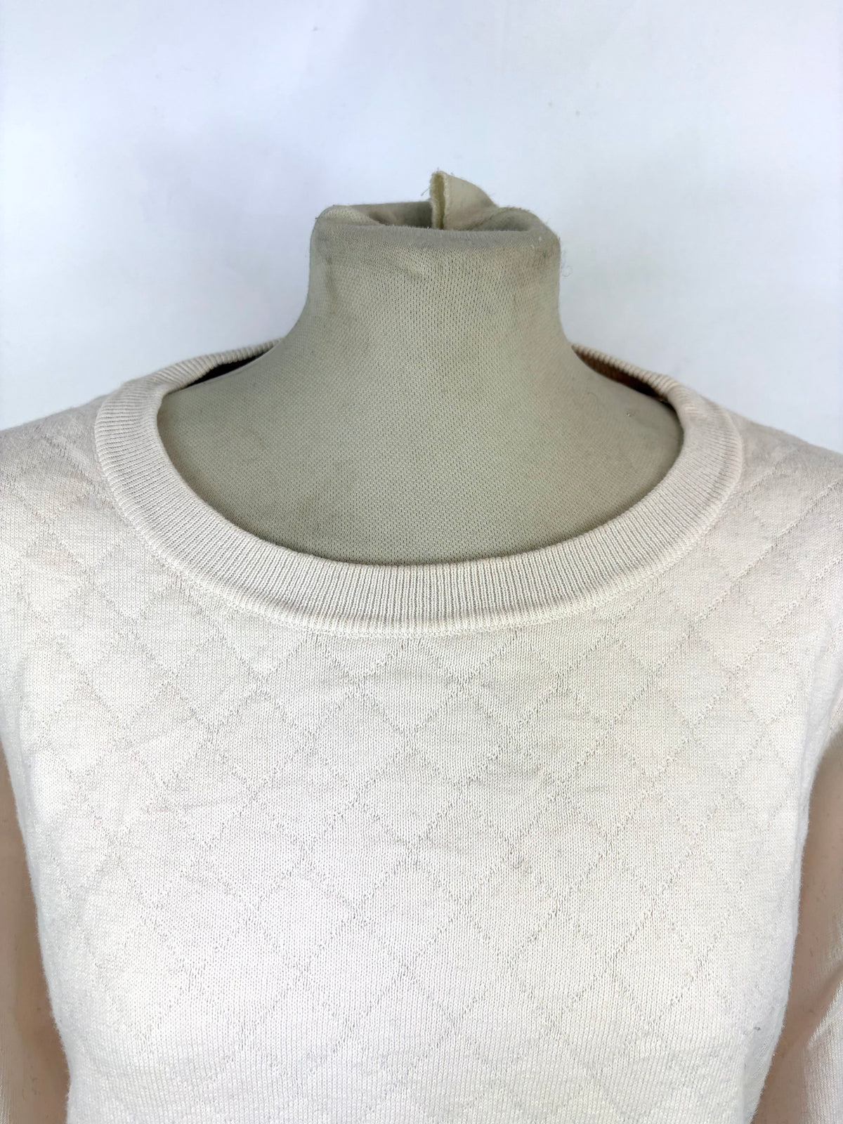 Maglione Barbour da donna in cotone bianco uk14 -  Lady White Cotton jumper Size uk14