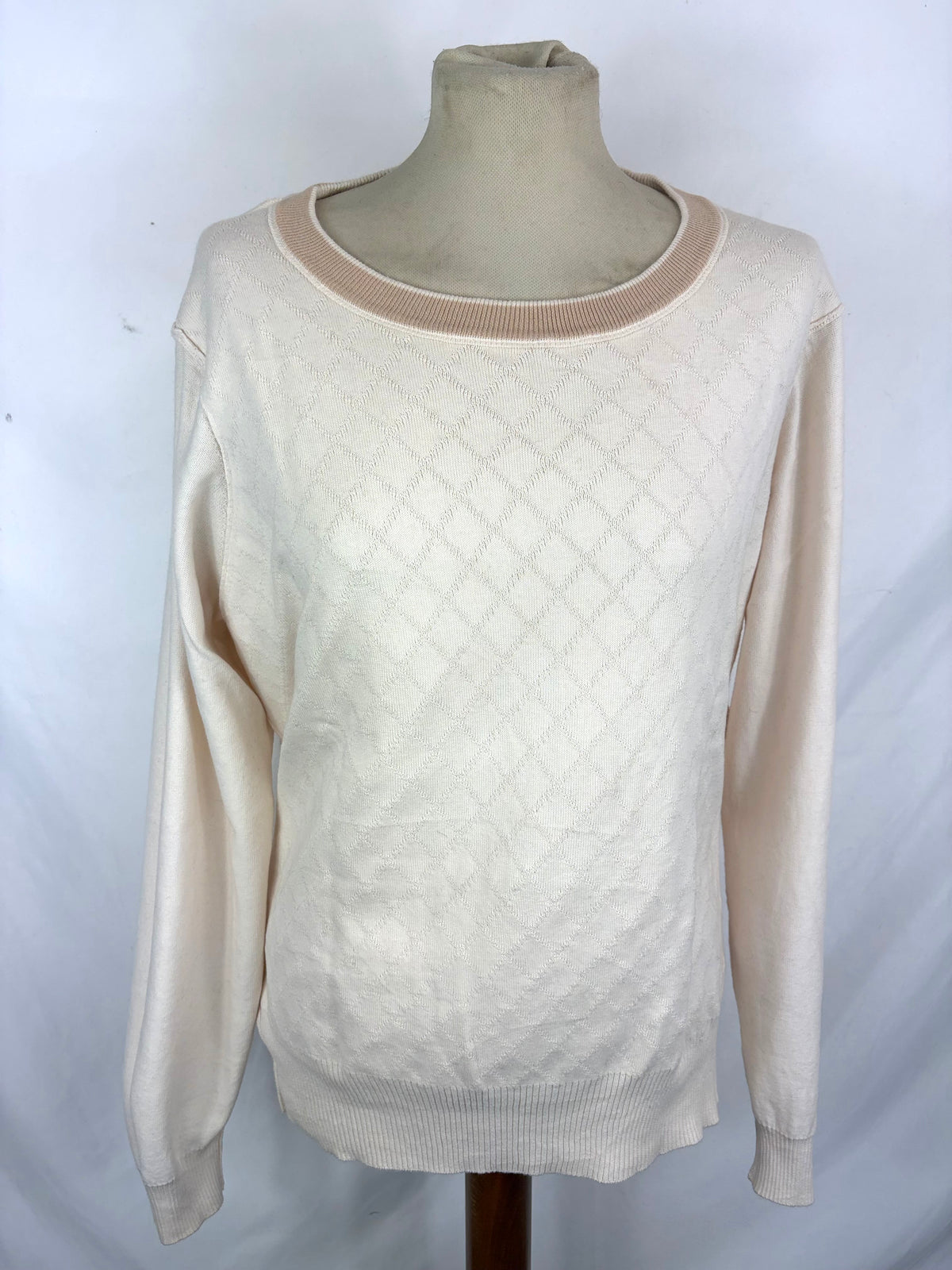 Maglione Barbour da donna in cotone bianco uk14 -  Lady White Cotton jumper Size uk14
