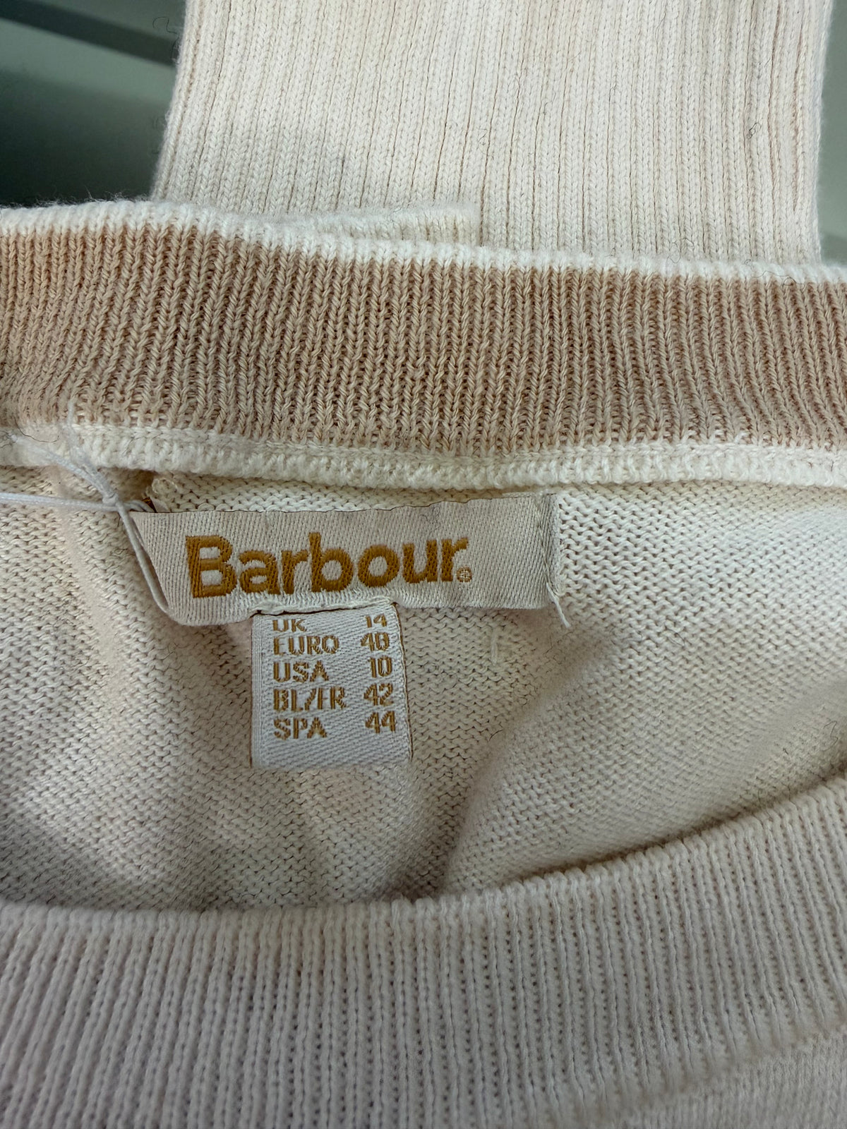Maglione Barbour da donna in cotone bianco uk14 -  Lady White Cotton jumper Size uk14