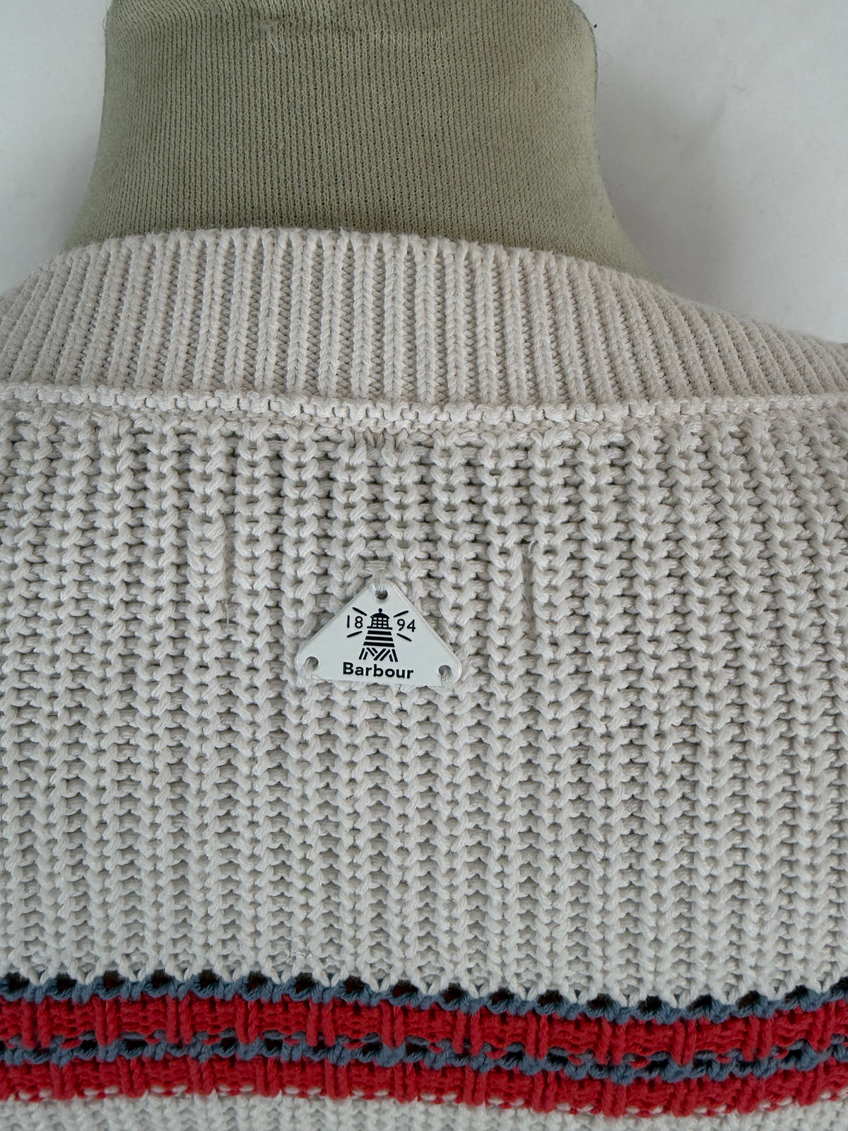Maglione Barbour da donna in cotone bianco uk10 -  Lady White Cotton jumper Size uk10