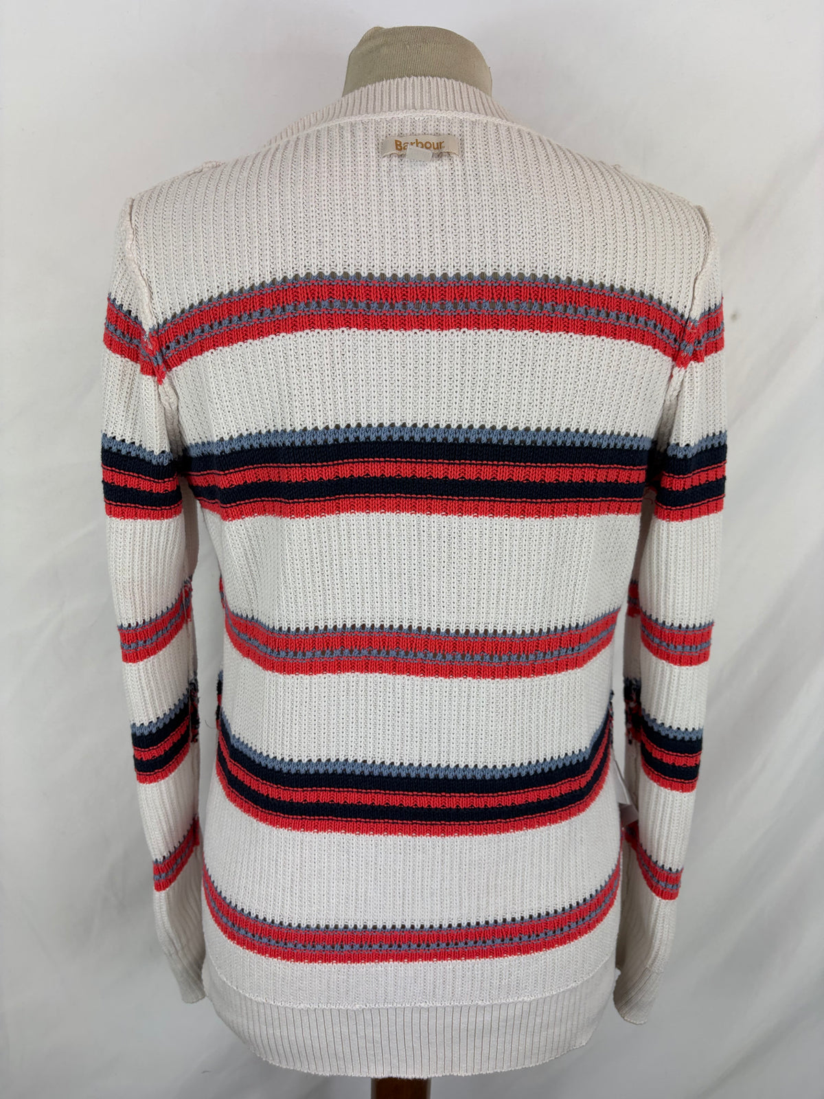 Maglione Barbour da donna in cotone bianco uk10 -  Lady White Cotton jumper Size uk10