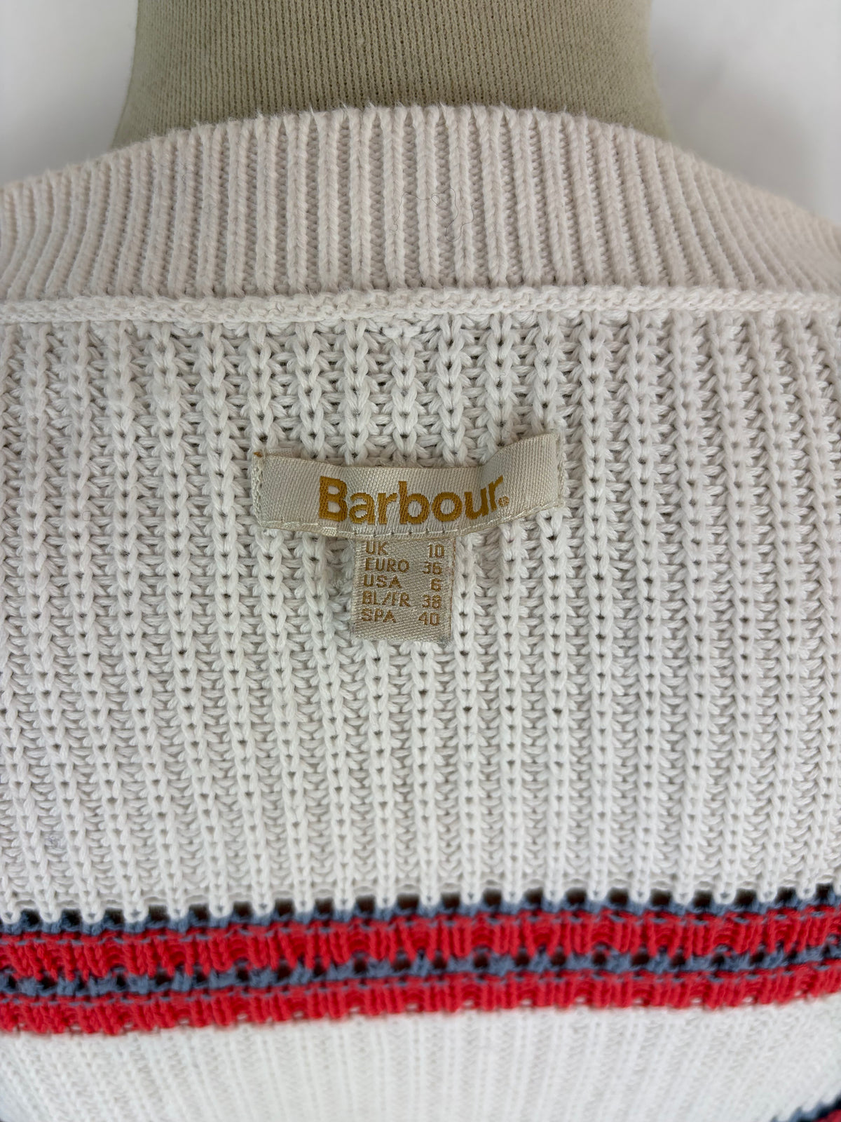 Maglione Barbour da donna in cotone bianco uk10 -  Lady White Cotton jumper Size uk10