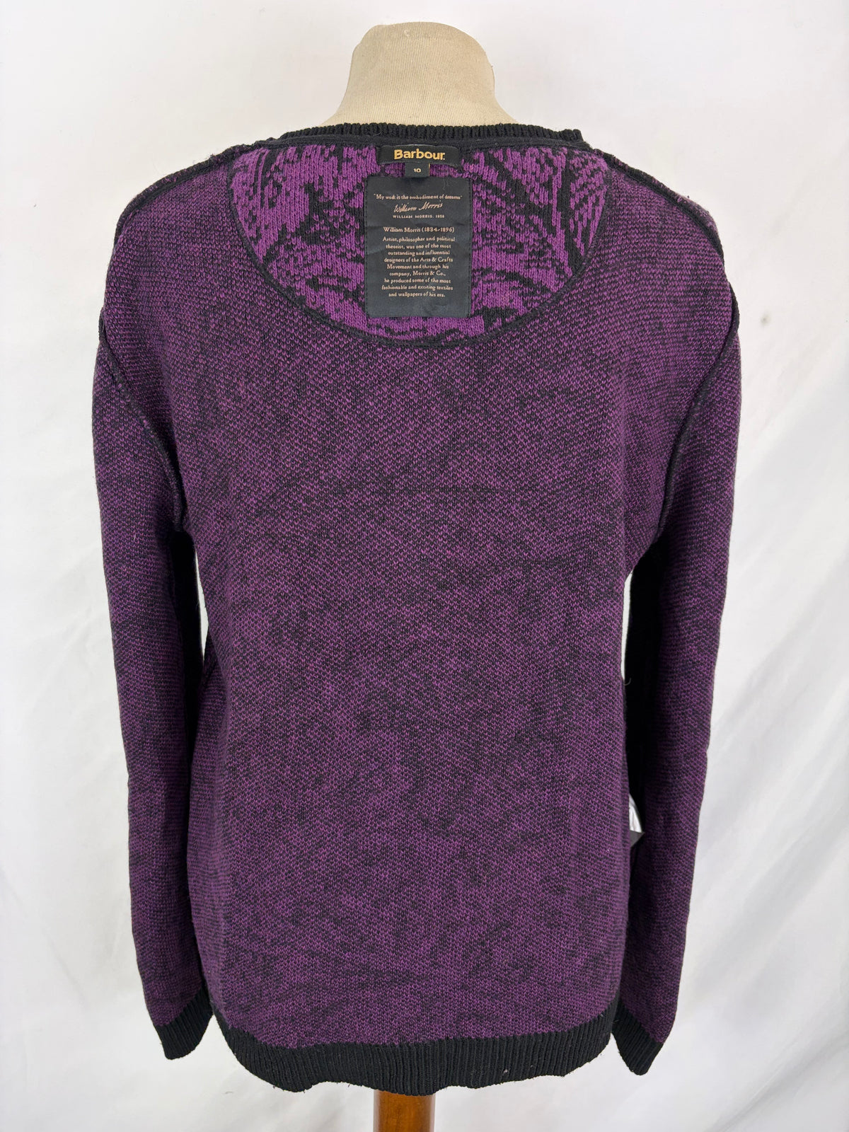 Maglione Barbour Morris  da donna in lana viola uk10 -  Lady Purple wool jumper Size uk10