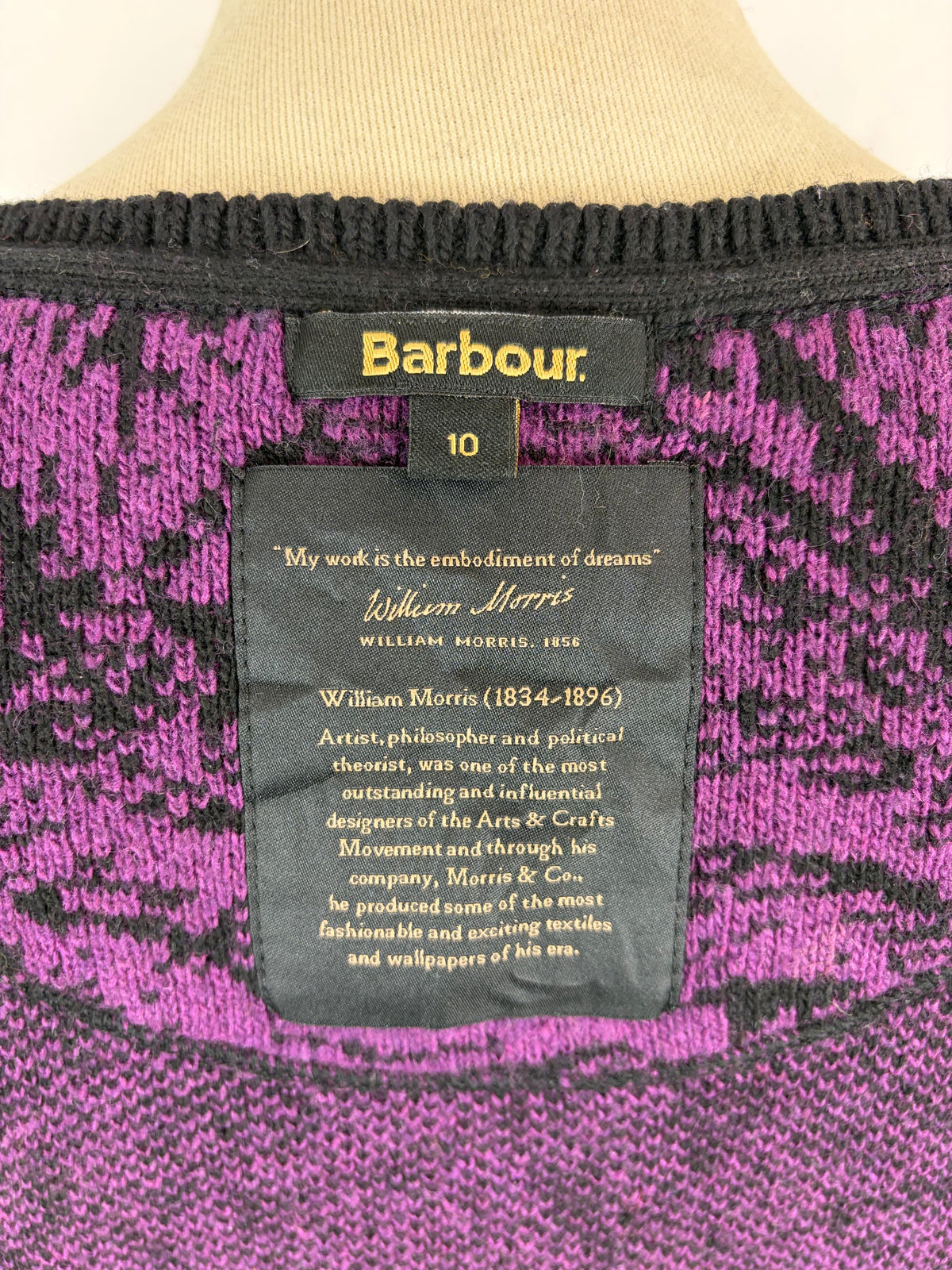 Maglione Barbour Morris  da donna in lana viola uk10 -  Lady Purple wool jumper Size uk10