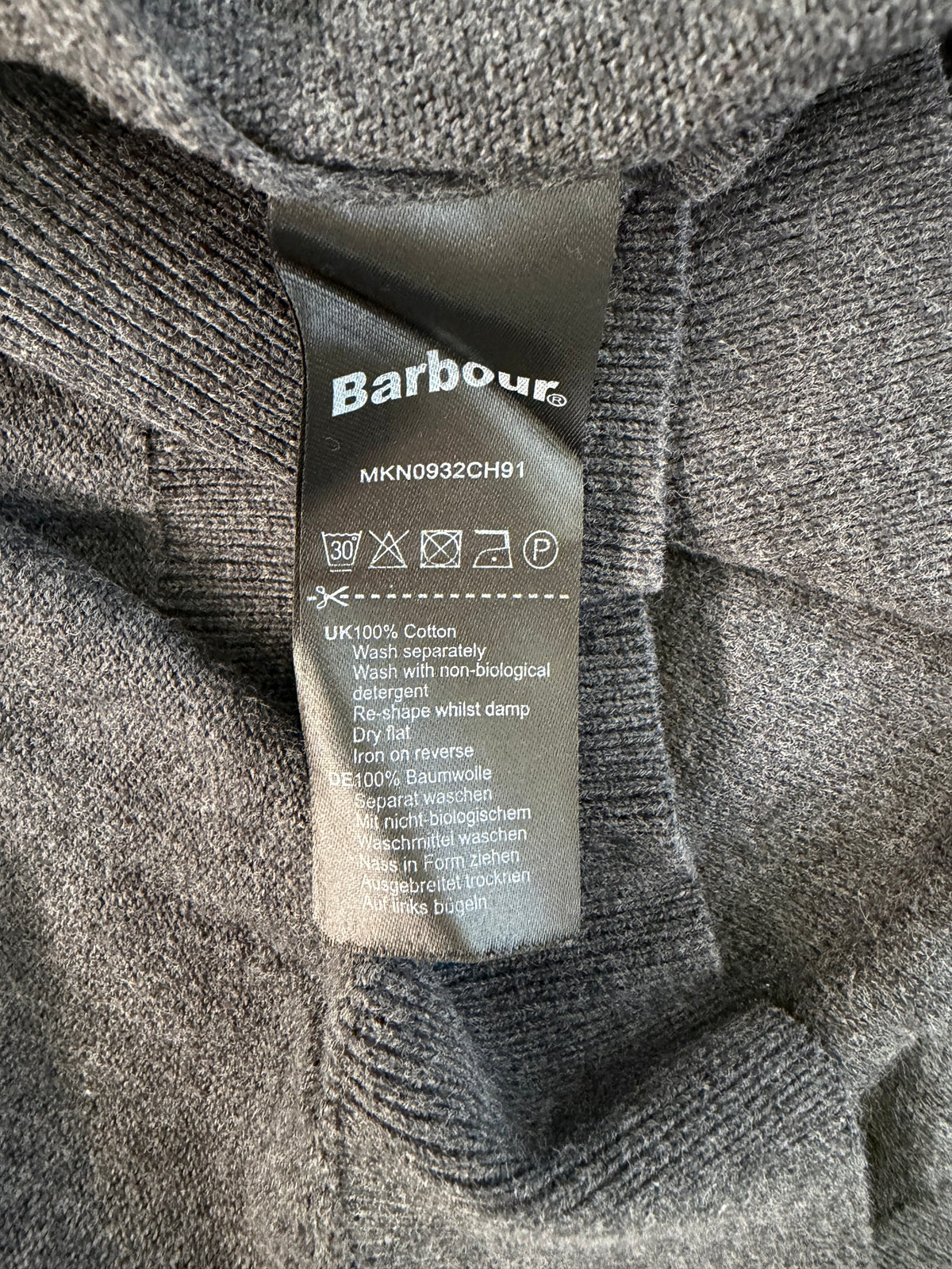 Maglione Barbour in cotone da uomo Grigio taglia XXL