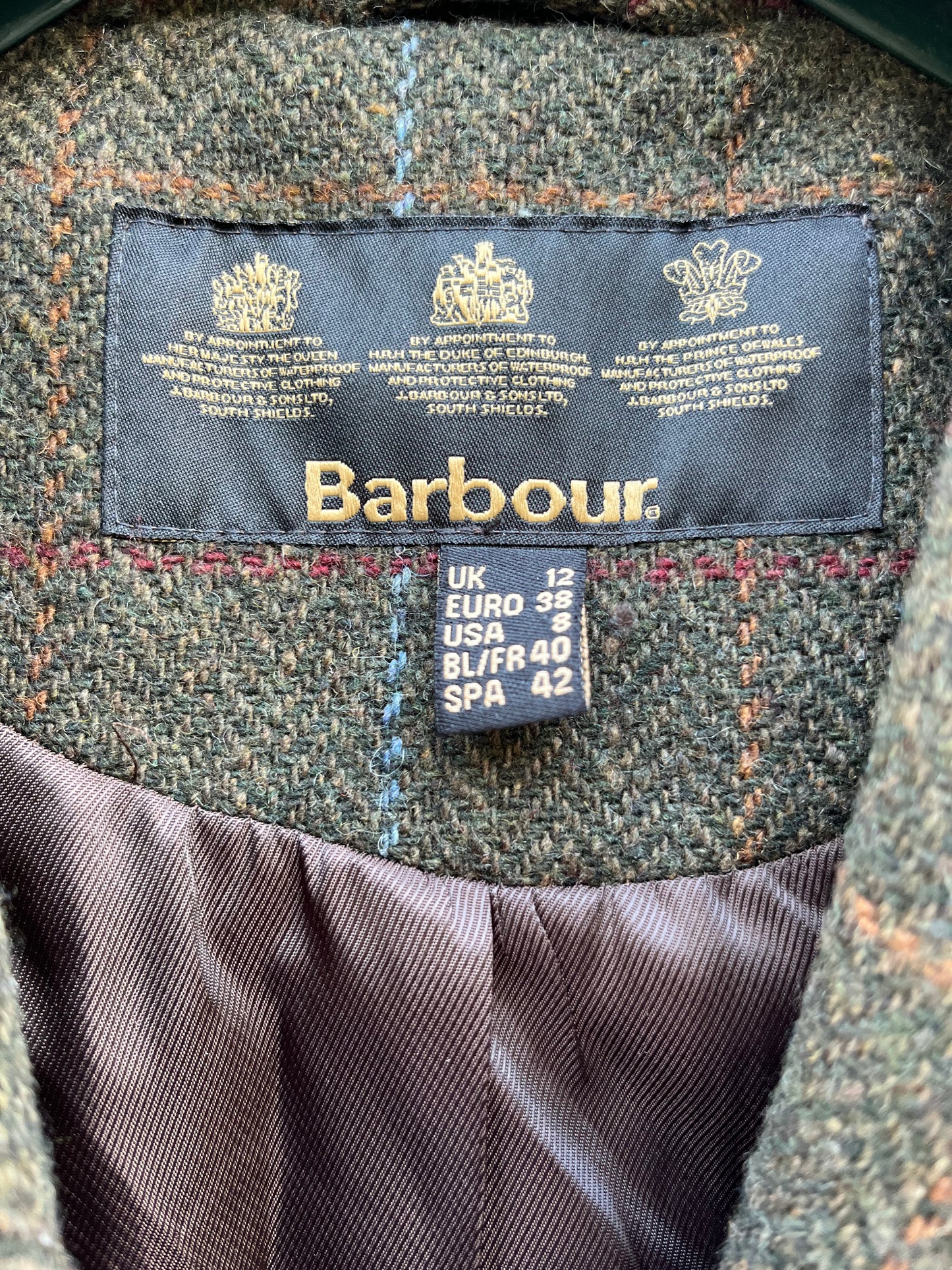 Giacca Barbour Donna verde Tweed Uk12 Medium Tweed Lady Jacket Size UK12
