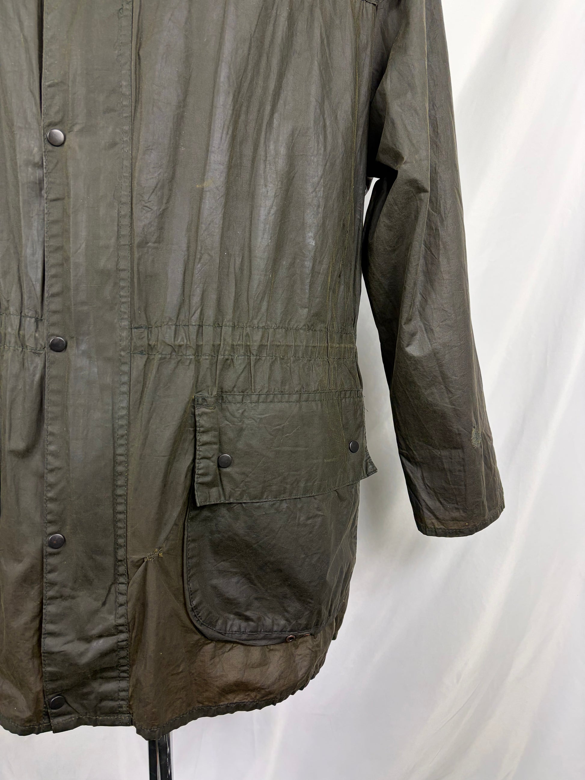 RARO Barbour Durham verde unlined con cappuccio C38/97 cm Green Hooded waxed Durham Medium - Shop In London