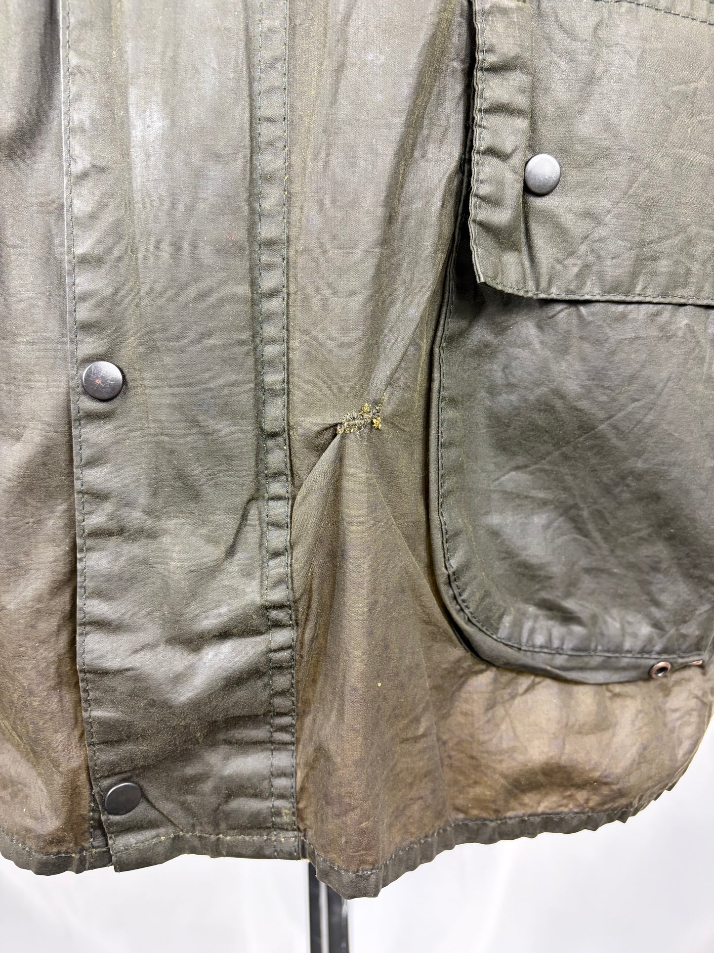 RARO Barbour Durham verde unlined con cappuccio C38/97 cm Green Hooded waxed Durham Medium - Shop In London