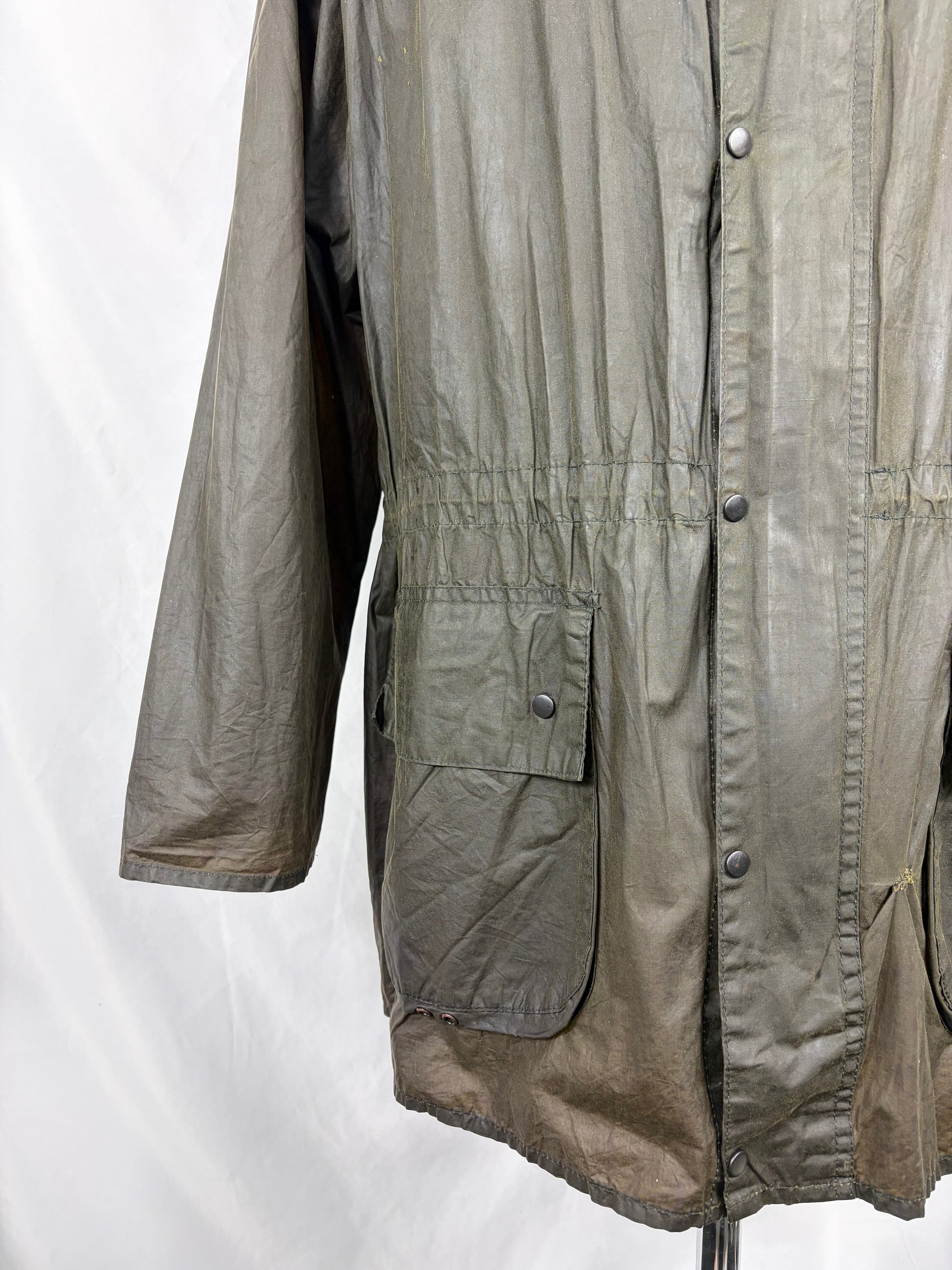 RARO Barbour Durham verde unlined con cappuccio C38/97 cm Green Hooded waxed Durham Medium - Shop In London