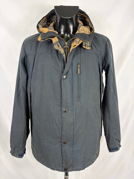 Giacca Barbour da uomo con cappuccio blu Large - Man Millom navy wax jacket size Large