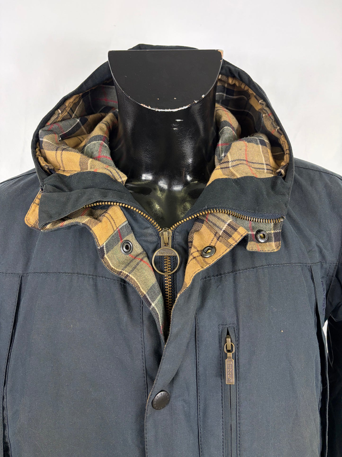 Giacca Barbour da uomo con cappuccio blu Large - Man Millom navy wax jacket size Large
