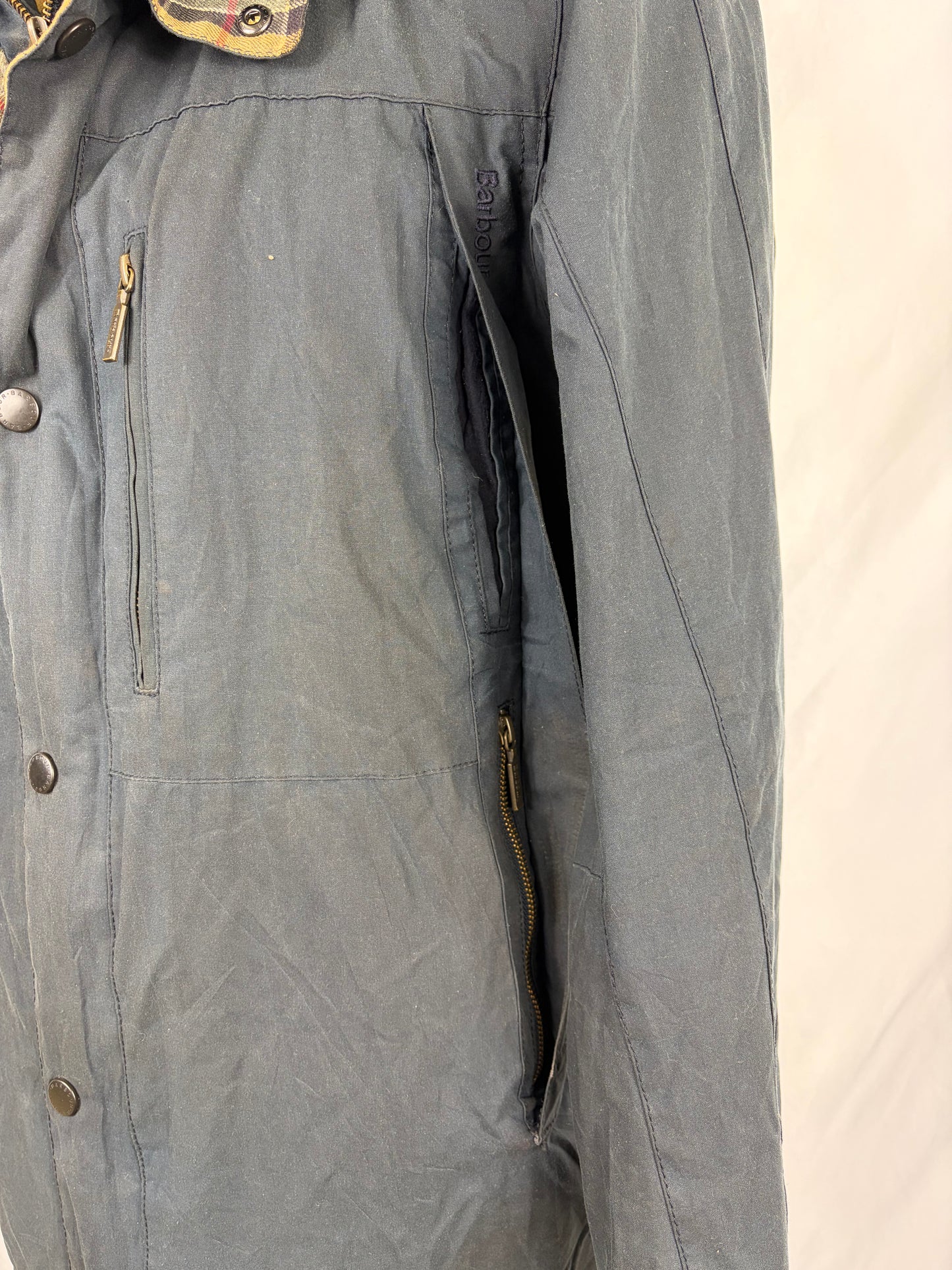 Giacca Barbour da uomo con cappuccio blu Large - Man Millom navy wax jacket size Large
