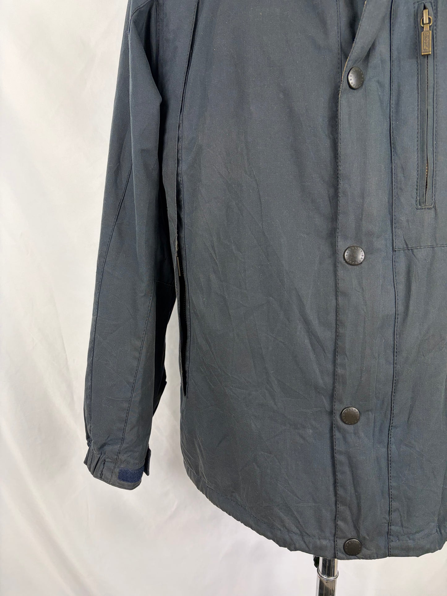 Giacca Barbour da uomo con cappuccio blu Large - Man Millom navy wax jacket size Large