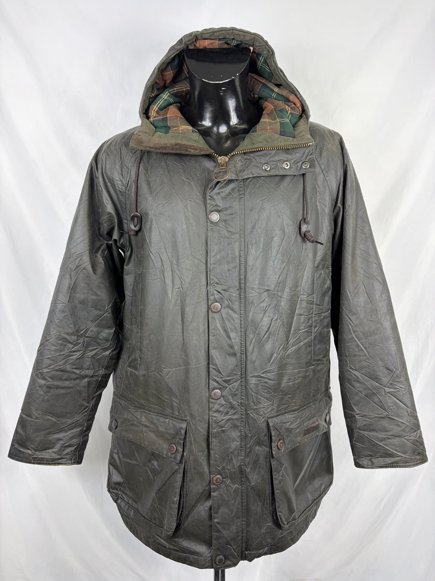 Parka Barbour verde invernale con cappuccio Medium- Man Wax Olive parka groove jacket size Medium