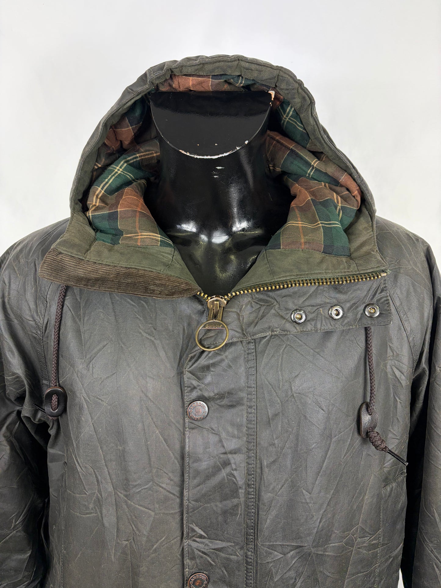 Parka Barbour verde invernale con cappuccio Medium- Man Wax Olive parka groove jacket size Medium