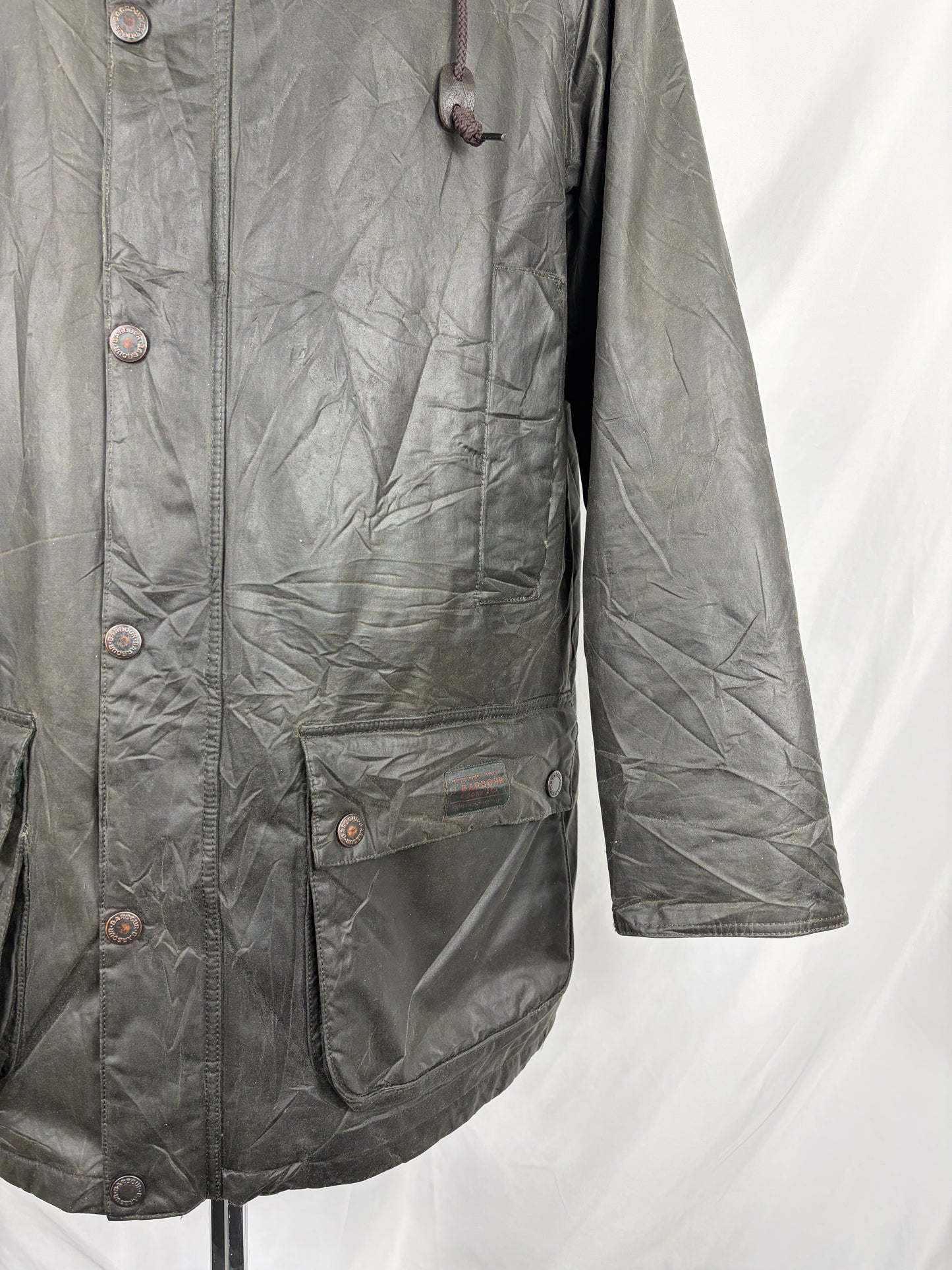 Parka Barbour verde invernale con cappuccio Medium- Man Wax Olive parka groove jacket size Medium