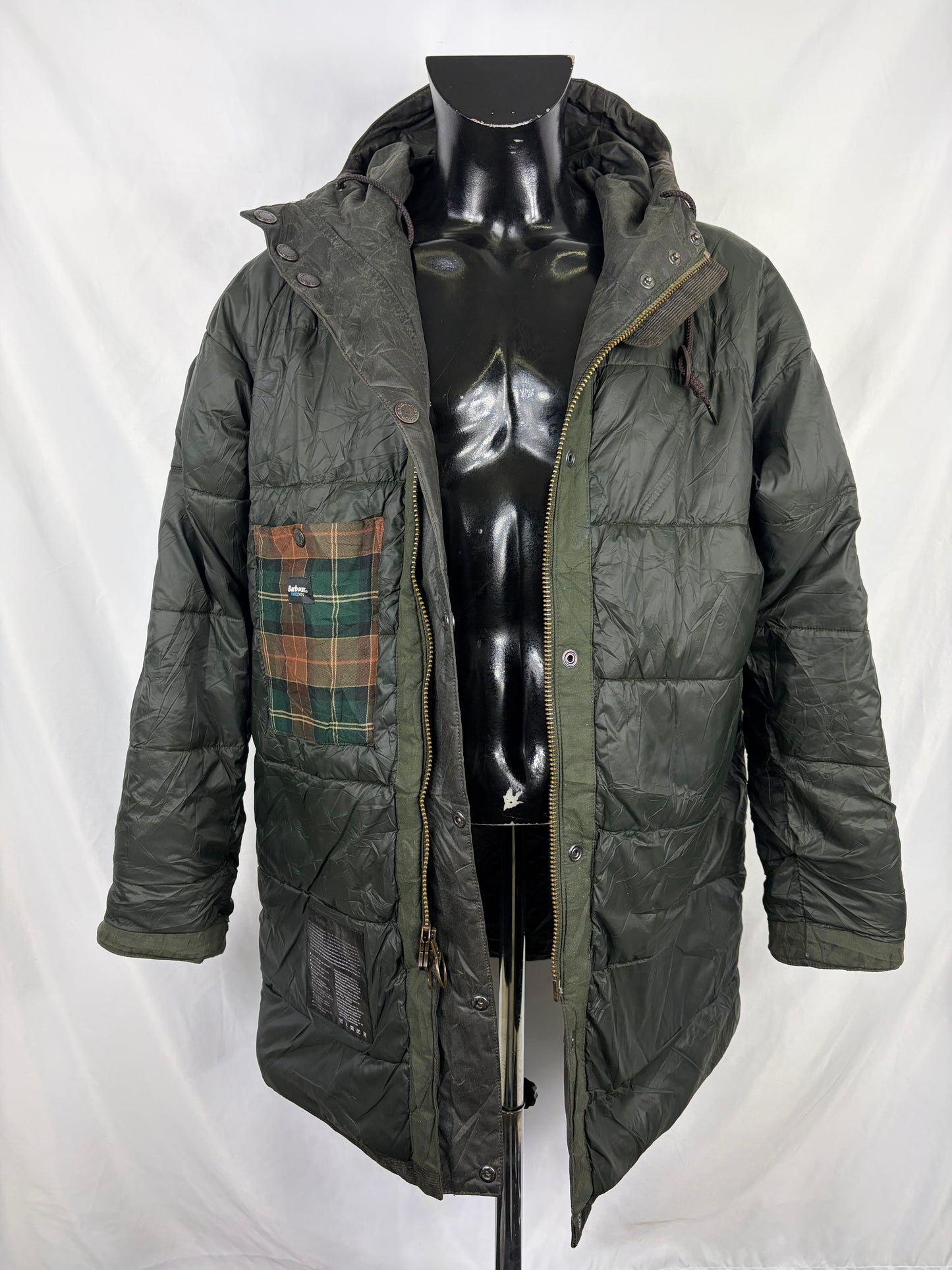 Parka Barbour verde invernale con cappuccio Medium- Man Wax Olive parka groove jacket size Medium