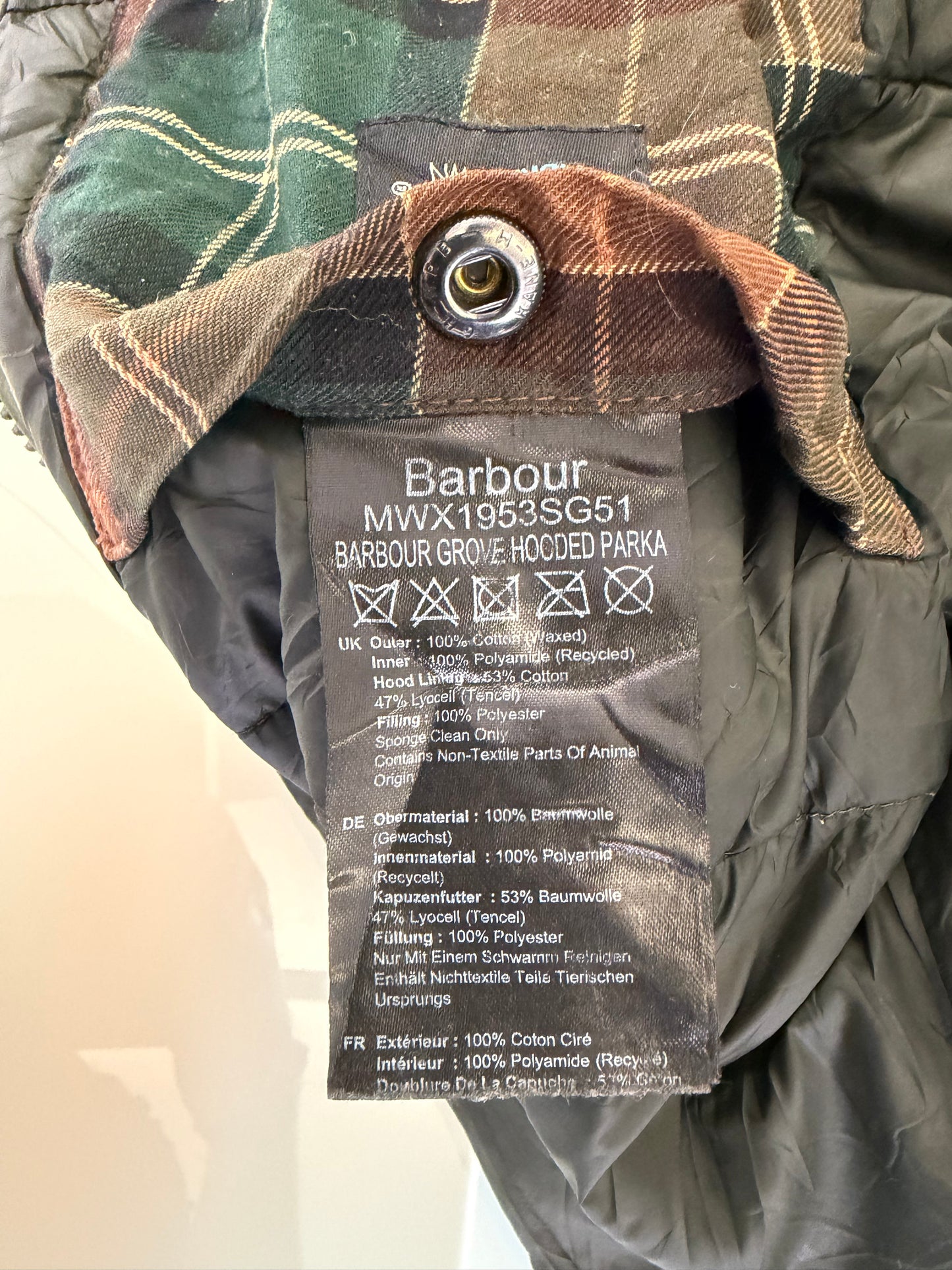 Parka Barbour verde invernale con cappuccio Medium- Man Wax Olive parka groove jacket size Medium