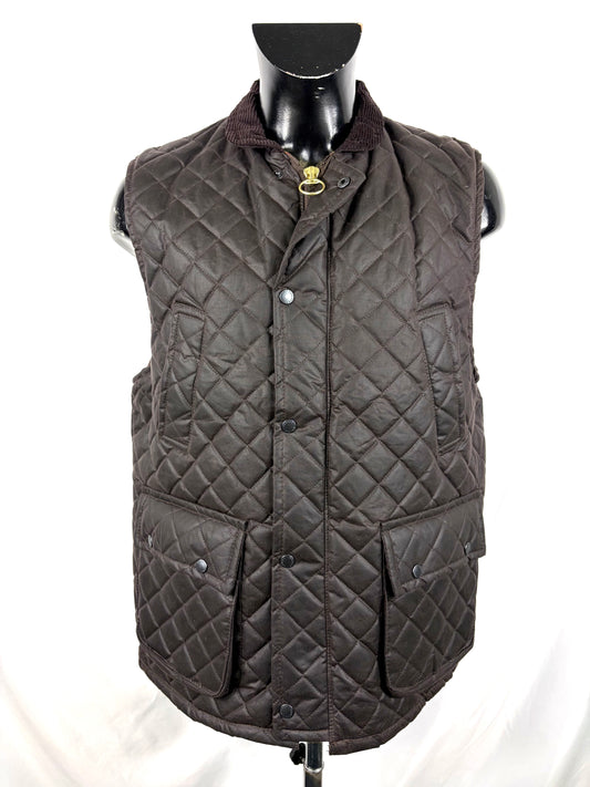 Gilet nuovo da uomo cerato trapuntato inglese colore marrone - Man Wax Brown Quilted Gilet - Shop In London