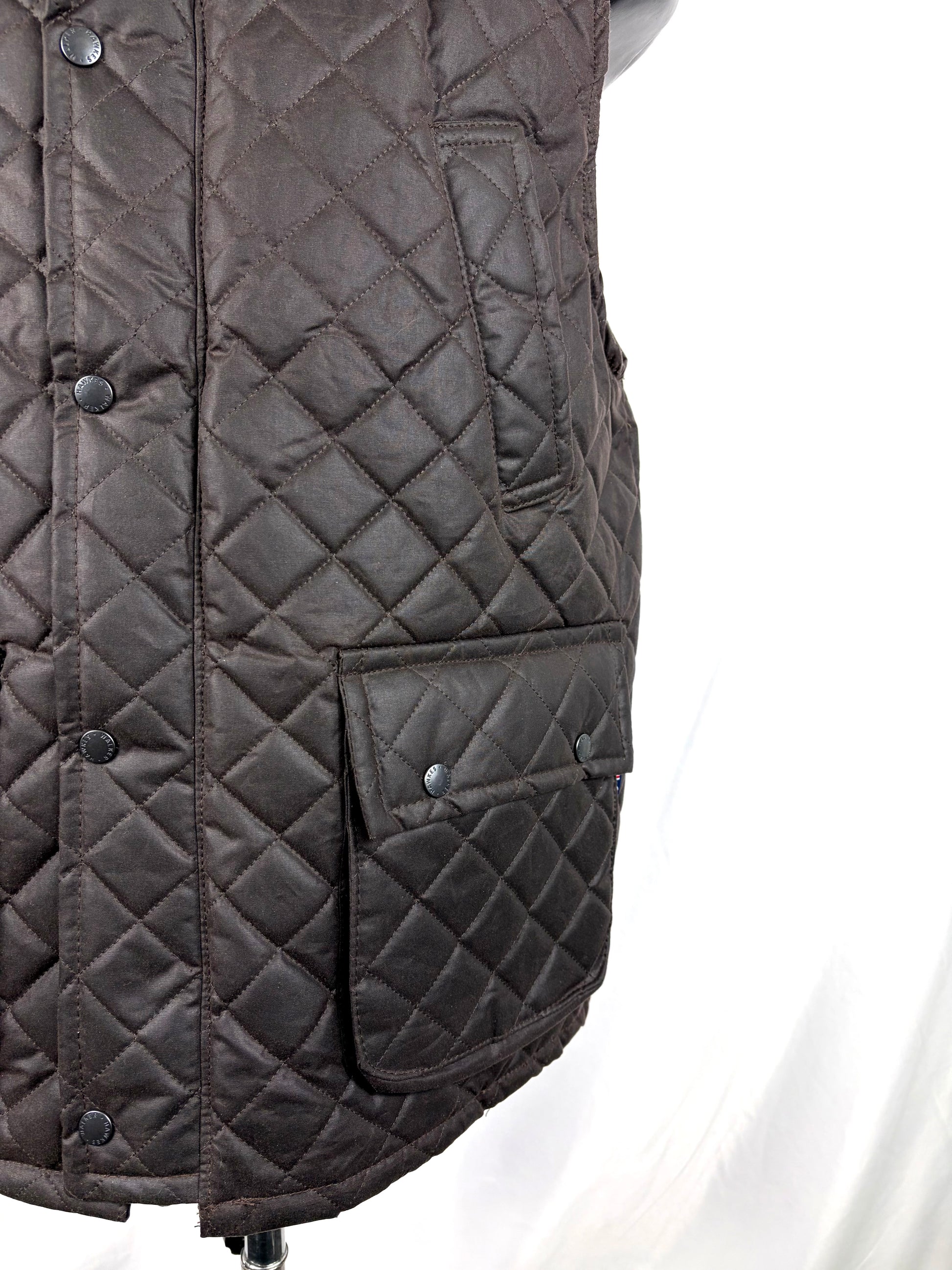 Gilet nuovo da uomo cerato trapuntato inglese colore marrone - Man Wax Brown Quilted Gilet - Shop In London