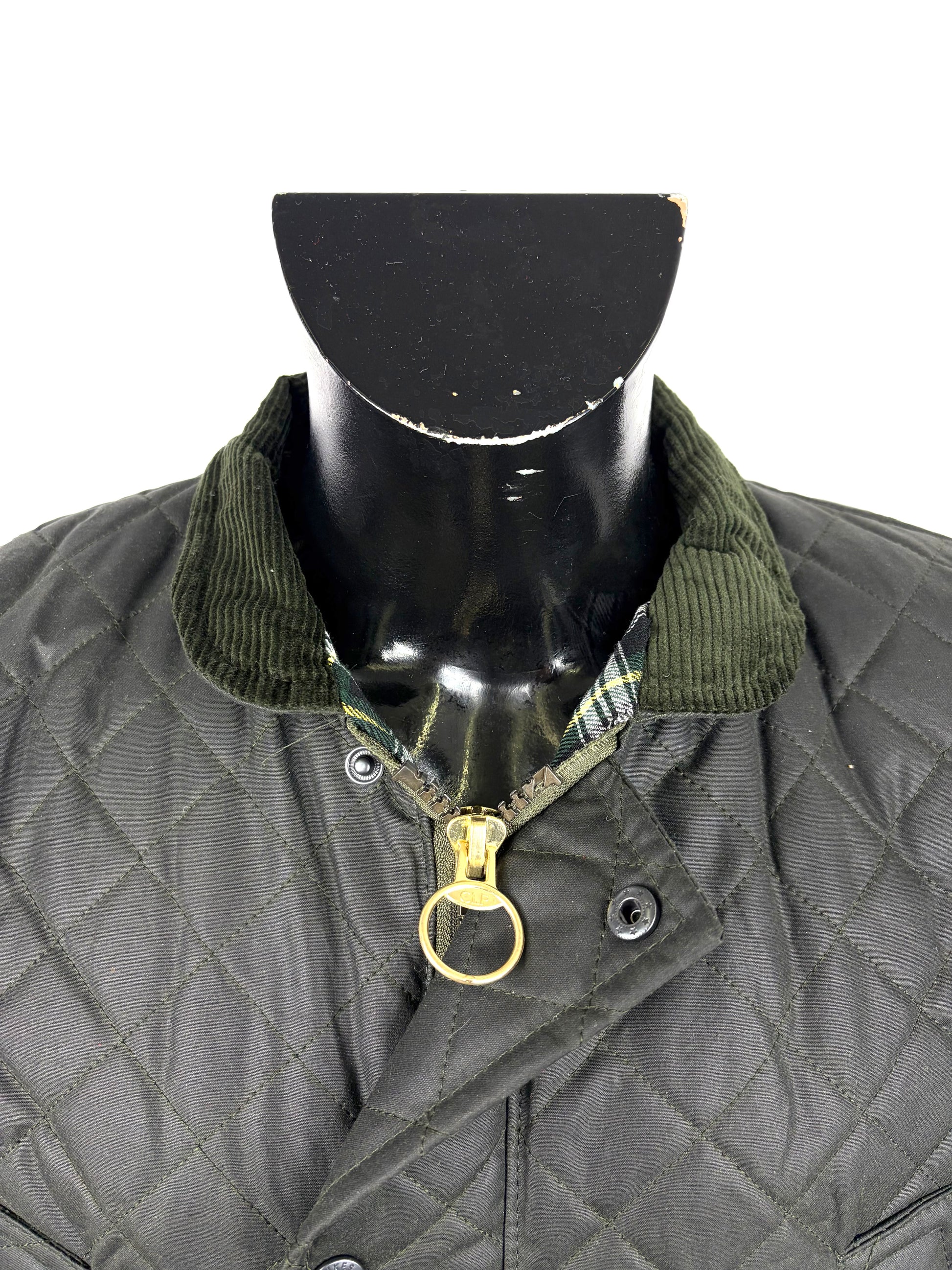Gilet nuovo da uomo cerato trapuntato inglese colore verde - Man Wax Olive Quilted Gilet - Shop In London