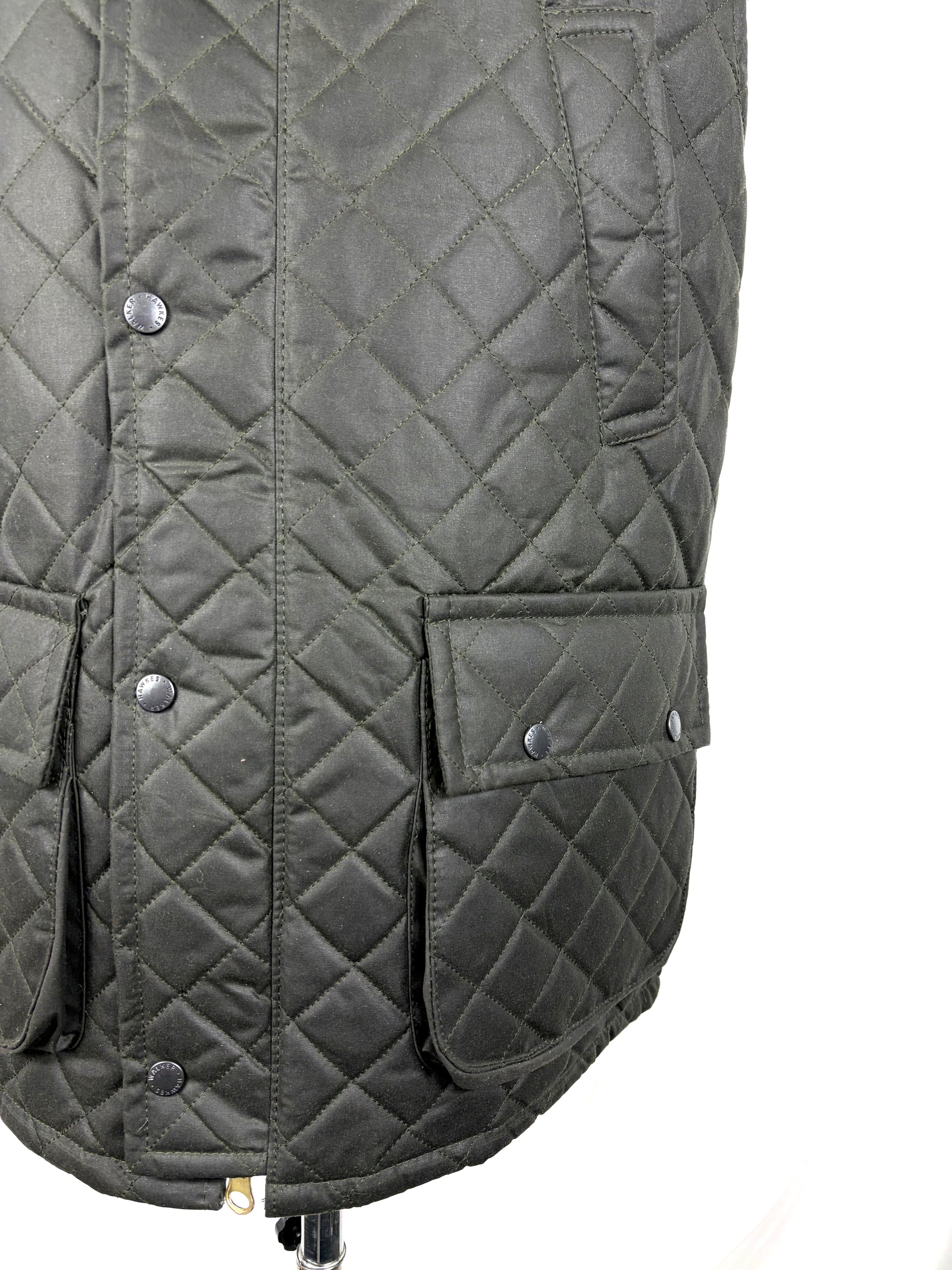 Gilet nuovo da uomo cerato trapuntato inglese colore verde - Man Wax Olive Quilted Gilet - Shop In London