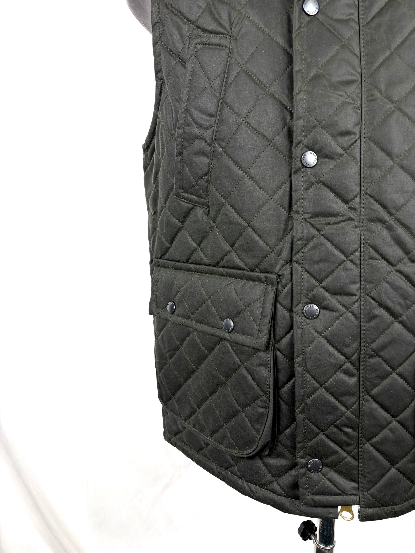 Gilet nuovo da uomo cerato trapuntato inglese colore verde - Man Wax Olive Quilted Gilet - Shop In London