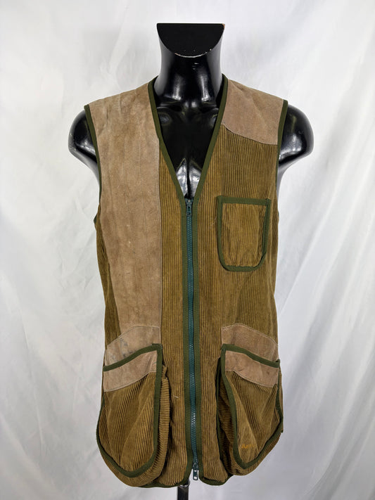 RARO Barbour Gilet vintage da tiro di colore verde oliva C40 - RARE Corduroy Ganton Shooting Vest size C40 Medium - Shop In London