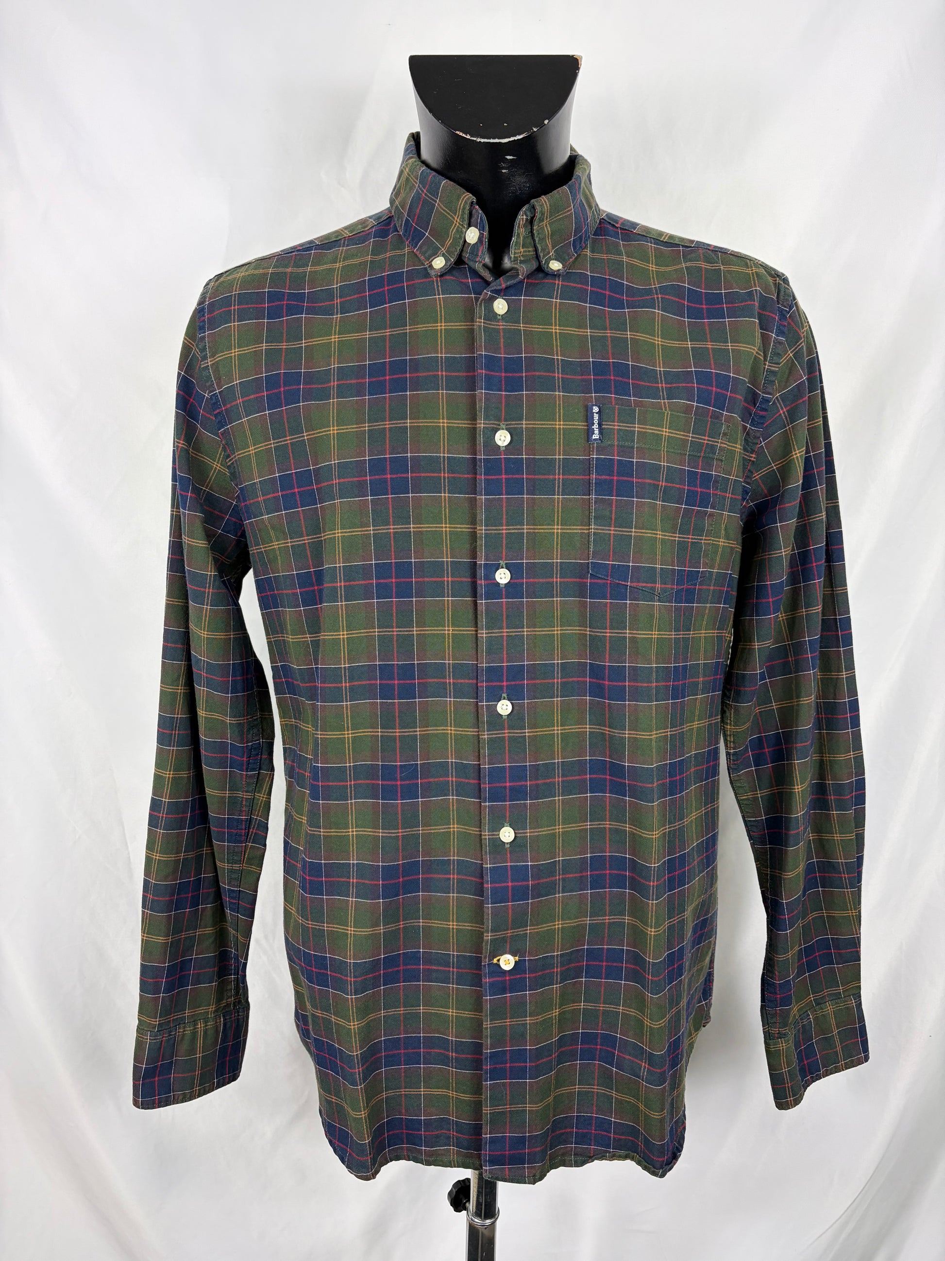Camicia Barbour da uomo verde in tartan in cotone taglia Large - Shop In London