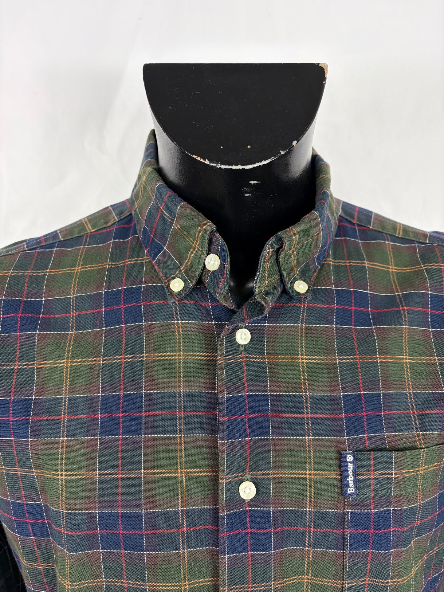 Camicia Barbour da uomo verde in tartan in cotone taglia Large - Shop In London
