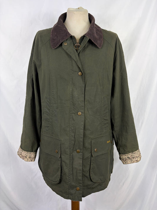 Giacca Barbour verde Beadnell leggera UK16 -Green printed Beadnell lady Flyweight  jacket UK16 tg. 46